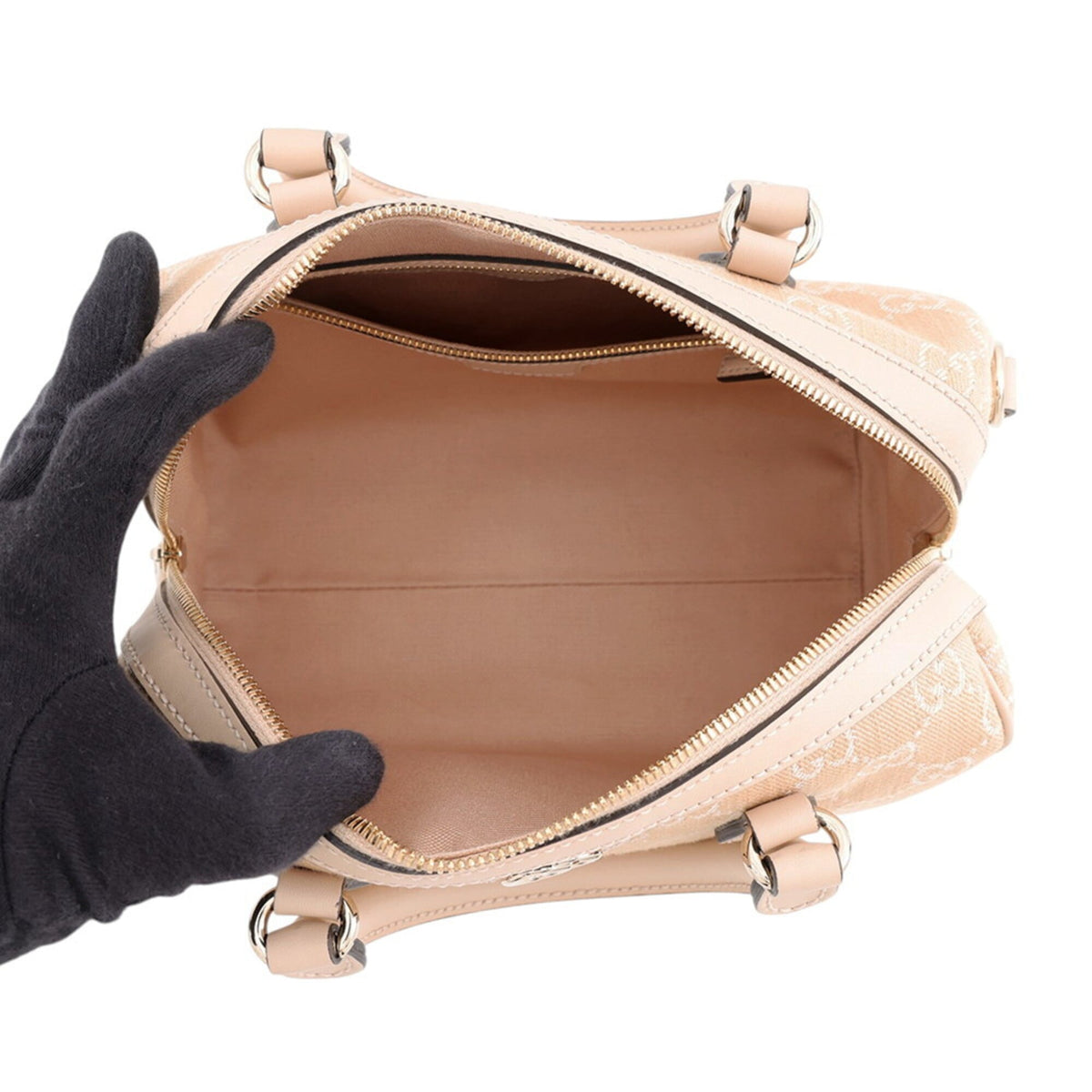 Gucci Beige Champagne Gold Gg Supreme Boston Bag Handbag (Pre-Owned)