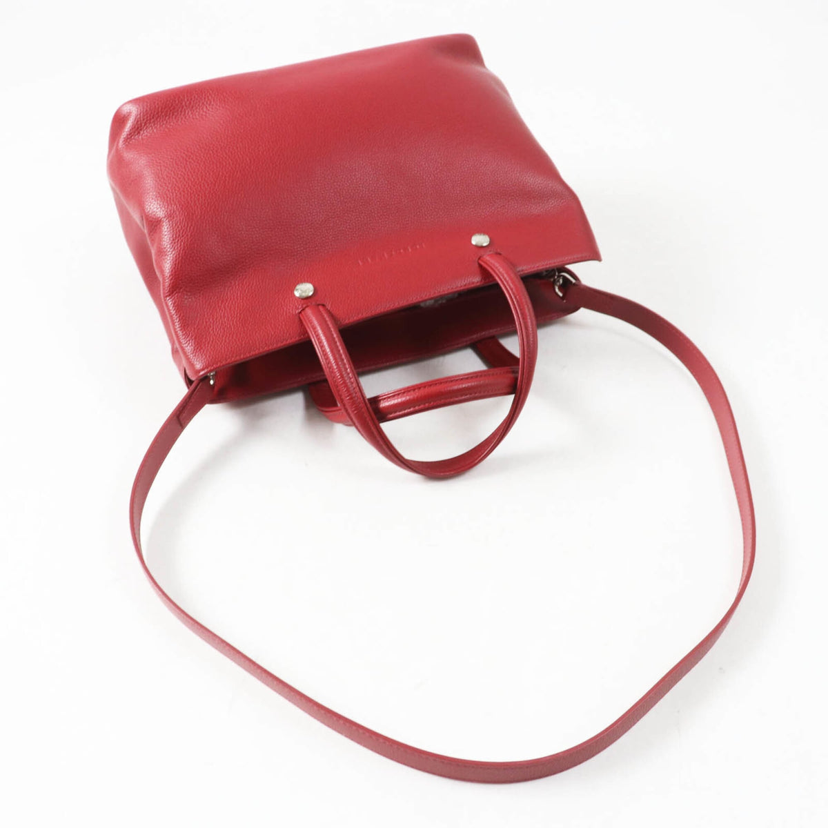 Longchamp Red Color Leather Shoulder Bag (Pre-Owned)