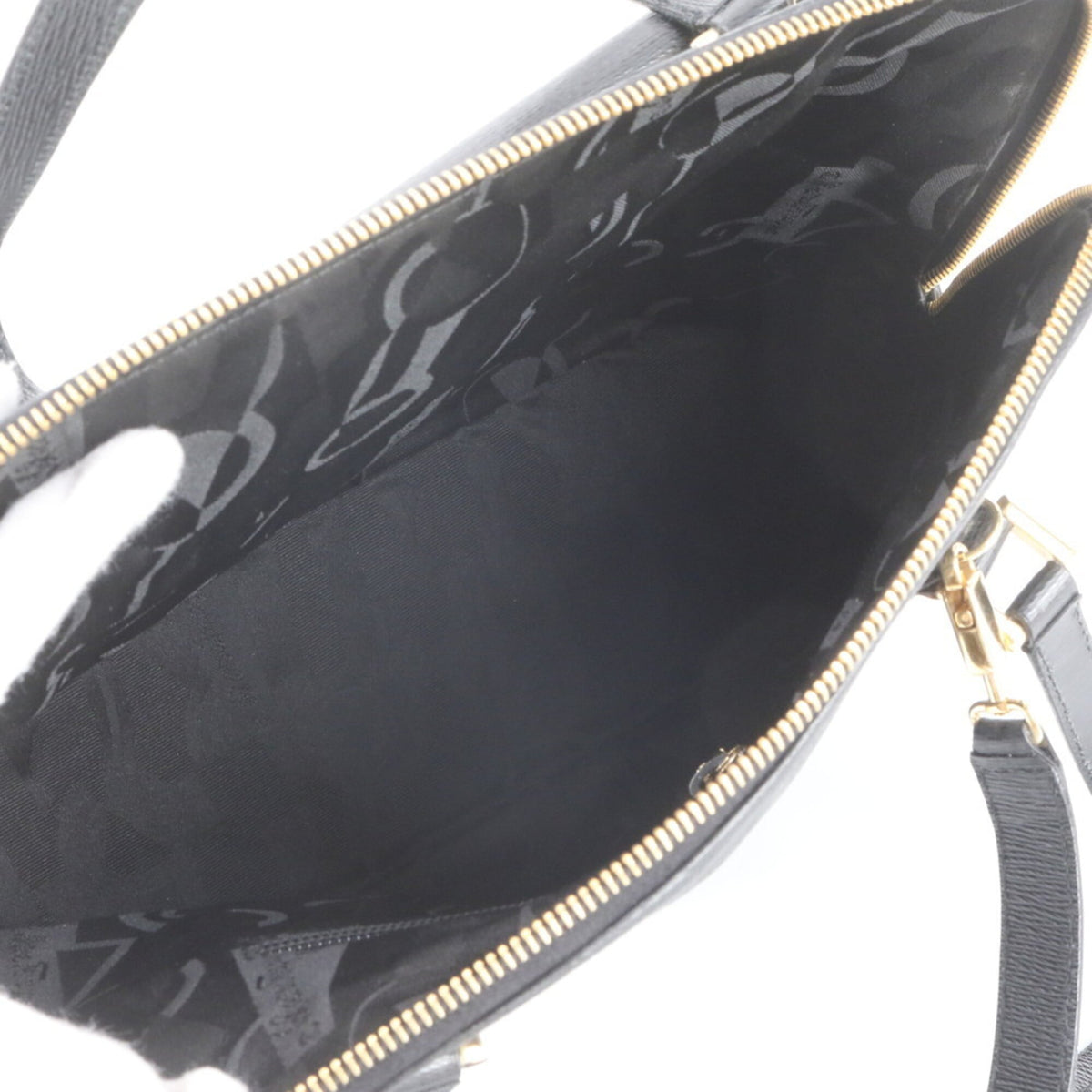 Salvatore Ferragamo Black Leather Crossbody Bag Handbag Shoulder Bag Tote Bag (Pre-Owned)