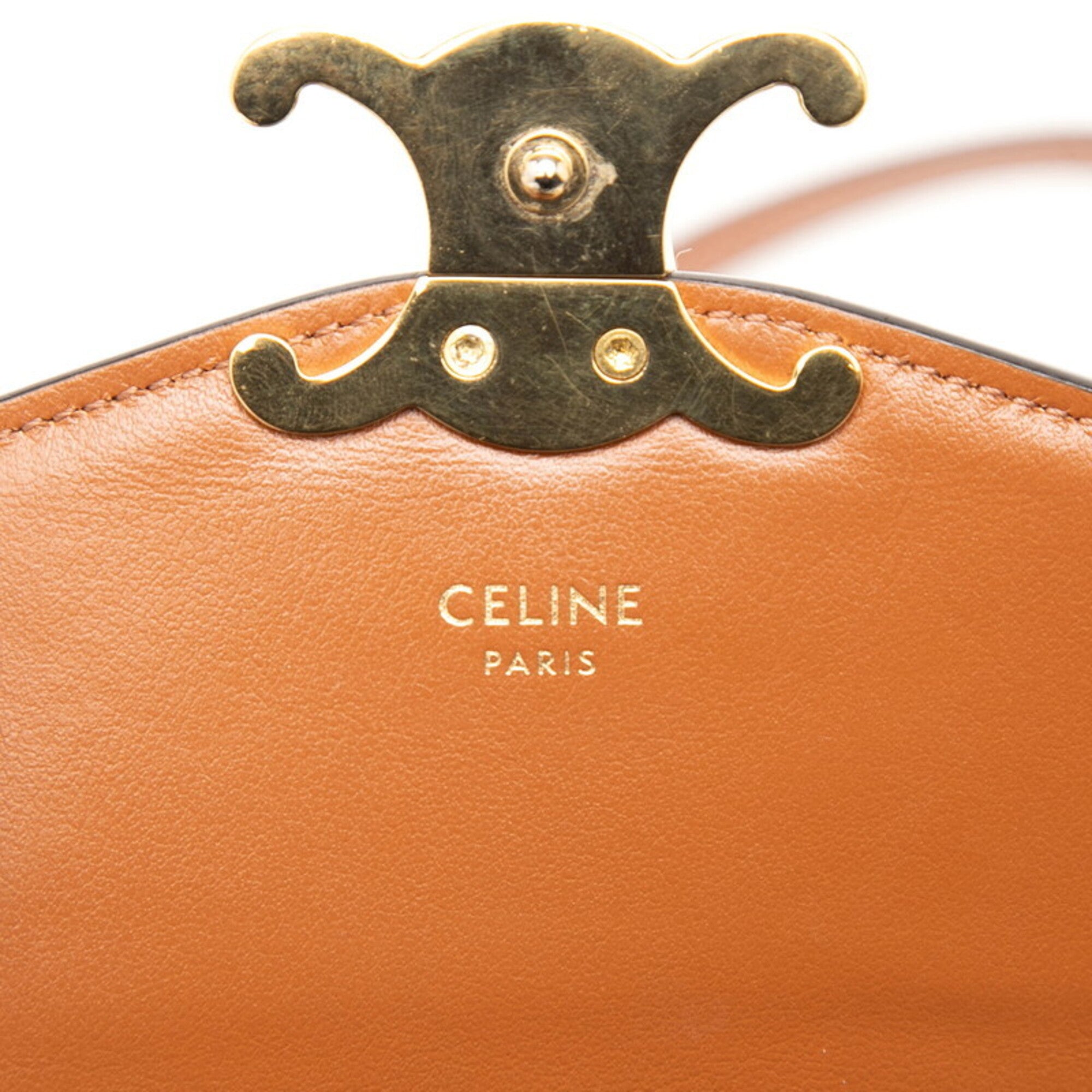 Celine Beige Brown Canvas Leather Shoulder Bag (Pre-Owned)