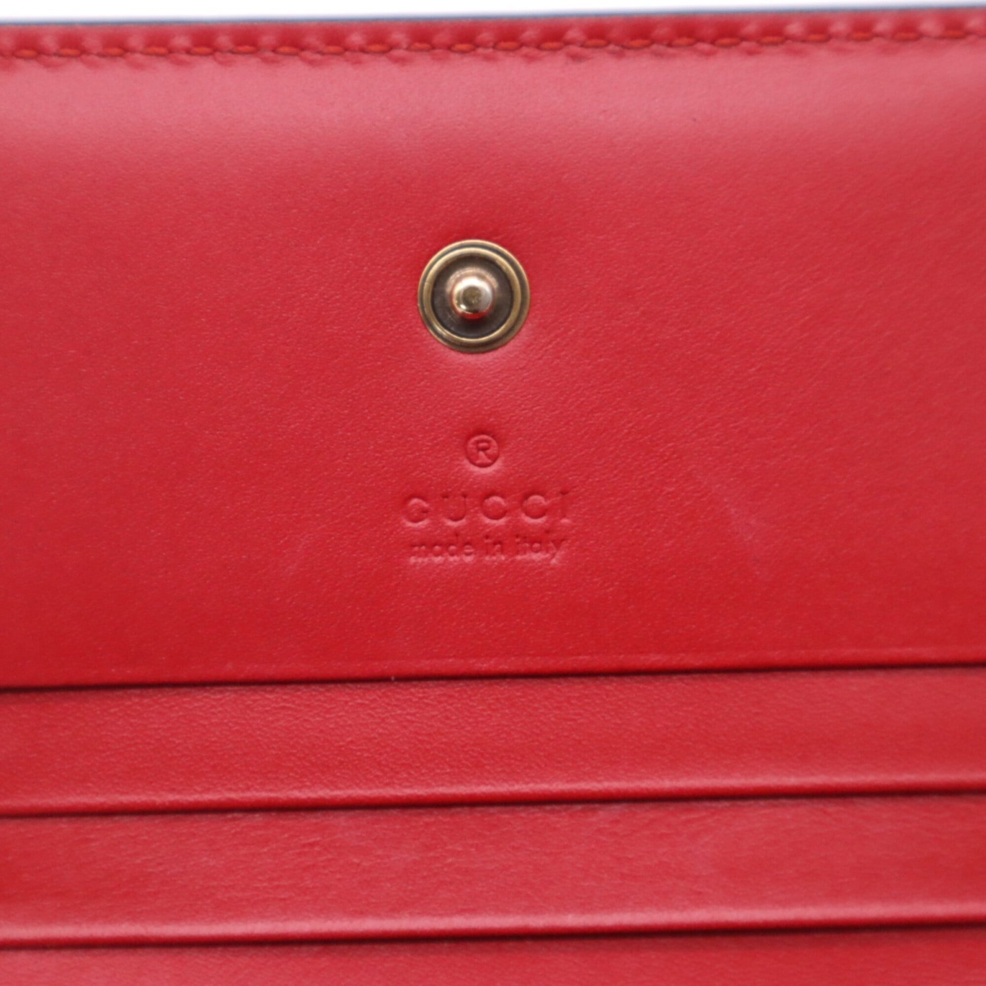 Gucci Gg Supreme Green Red Color Leather Wallet (Bi-Fold) (Pre-Owned)