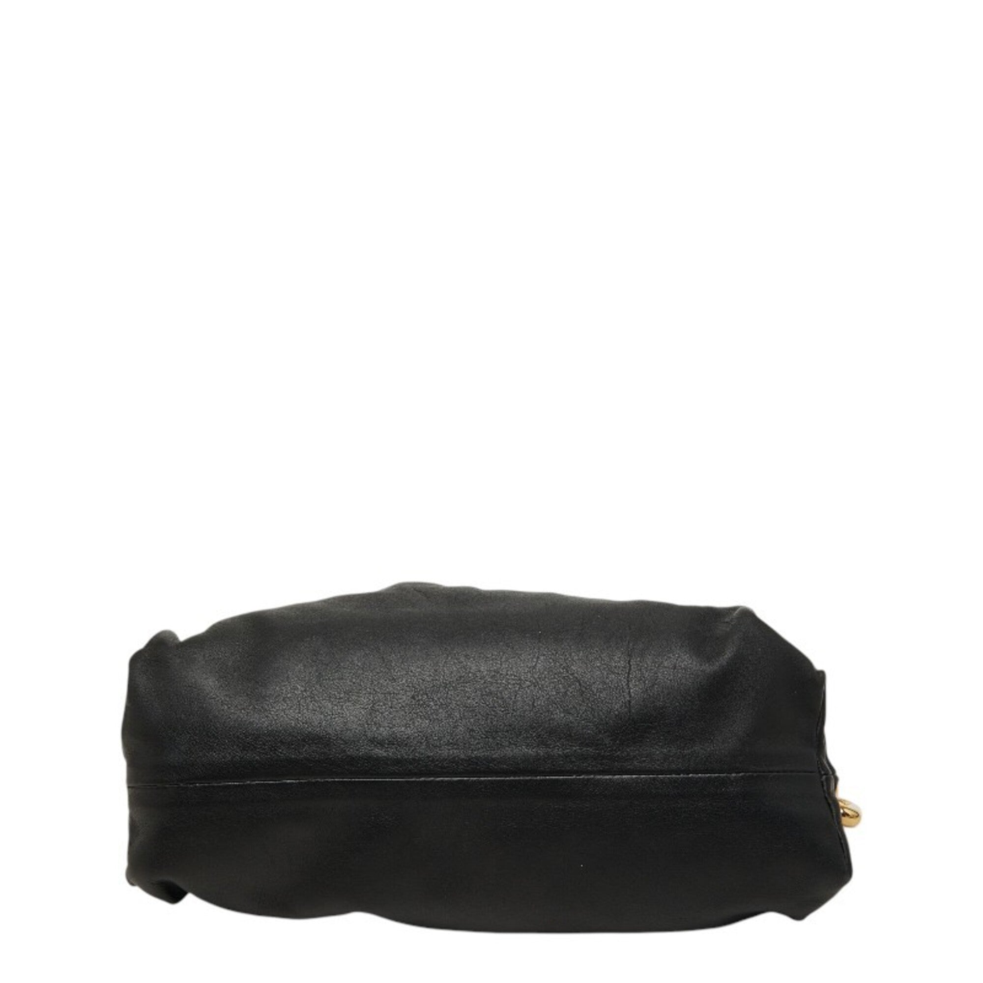 Bottega Veneta Black Leather Clutch Bag Handbag (Pre-Owned)