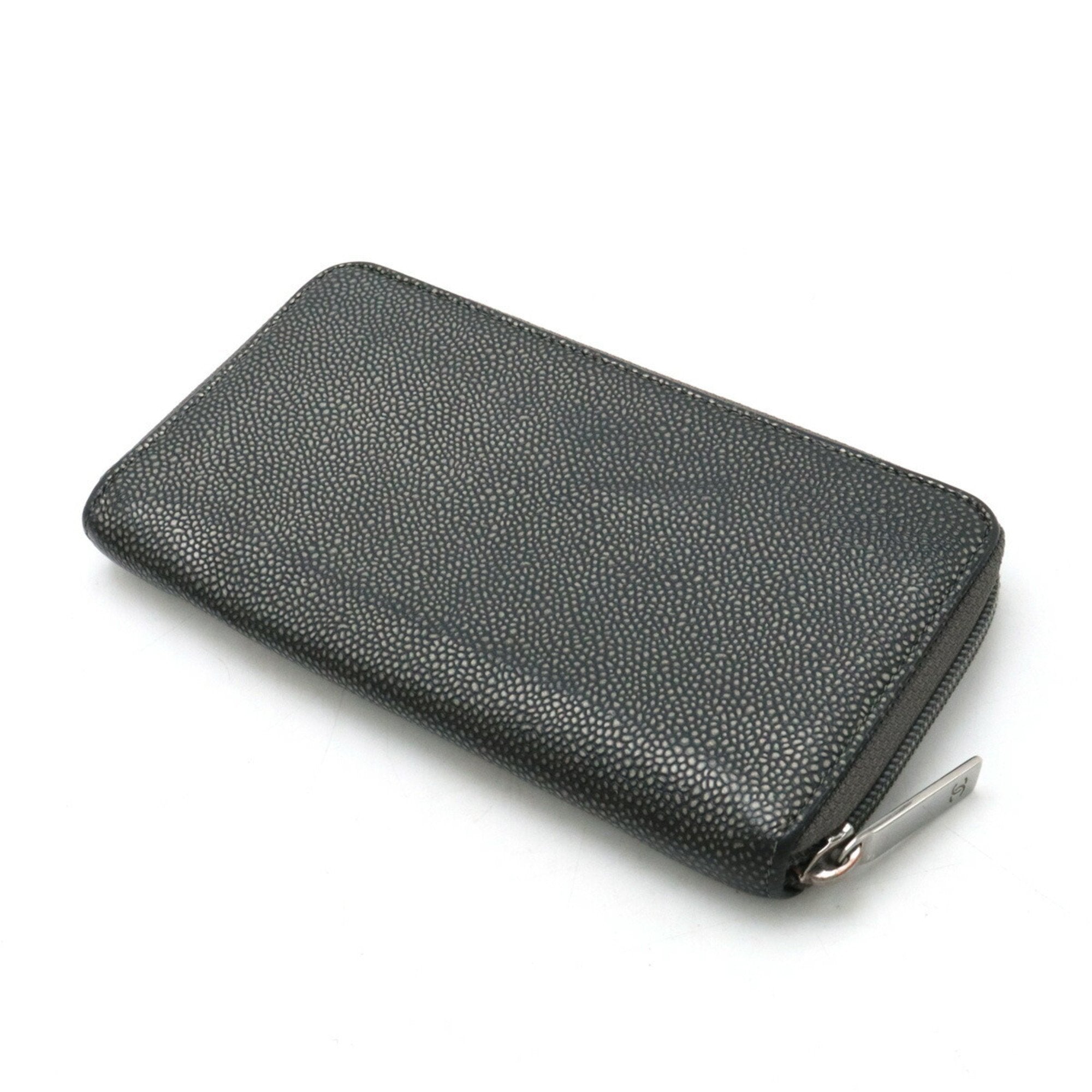 Chanel Metallic Gray Caviar Leather Long Wallet (Bi-Fold) (Pre-Owned)