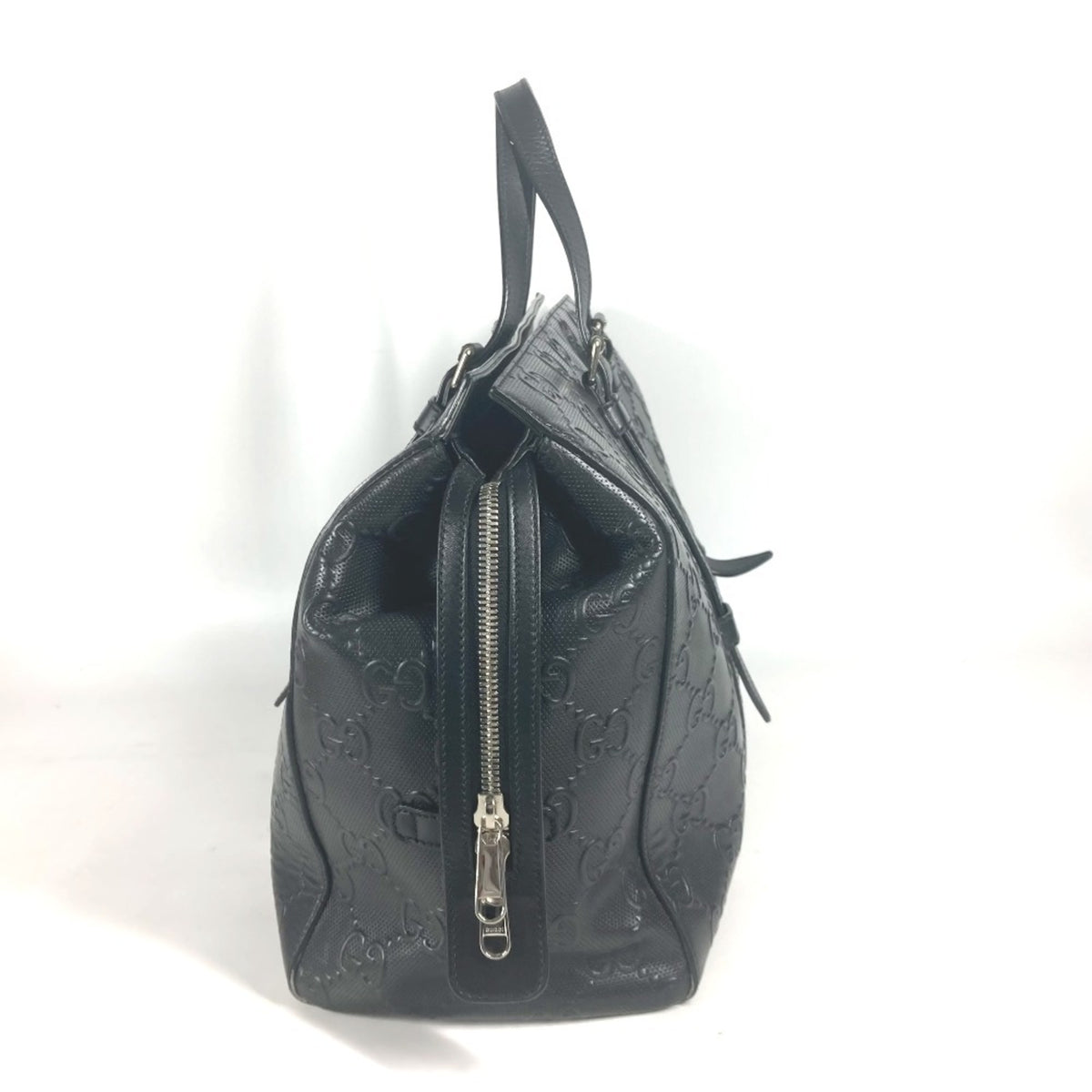 Gucci Black Leather Boston Bag Shoulder Bag Tote Bag (Pre-Owned)