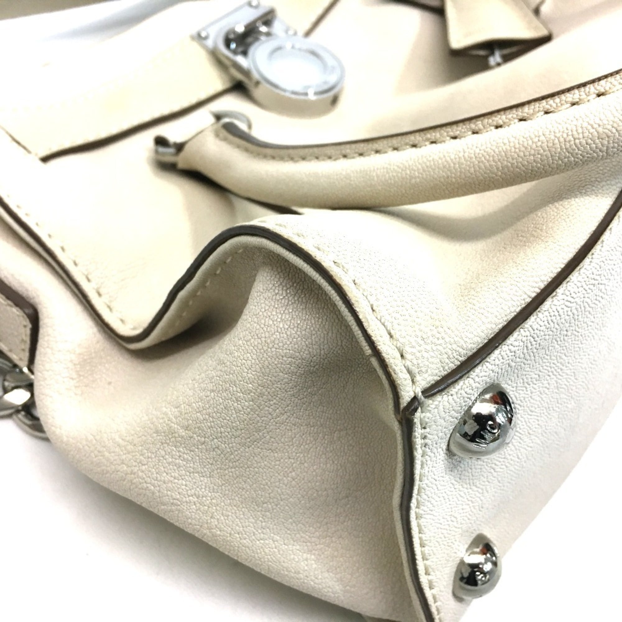 Michael Kors Off-White Leather Handbag Shoulder Bag Tote Bag (Pre-Owned)