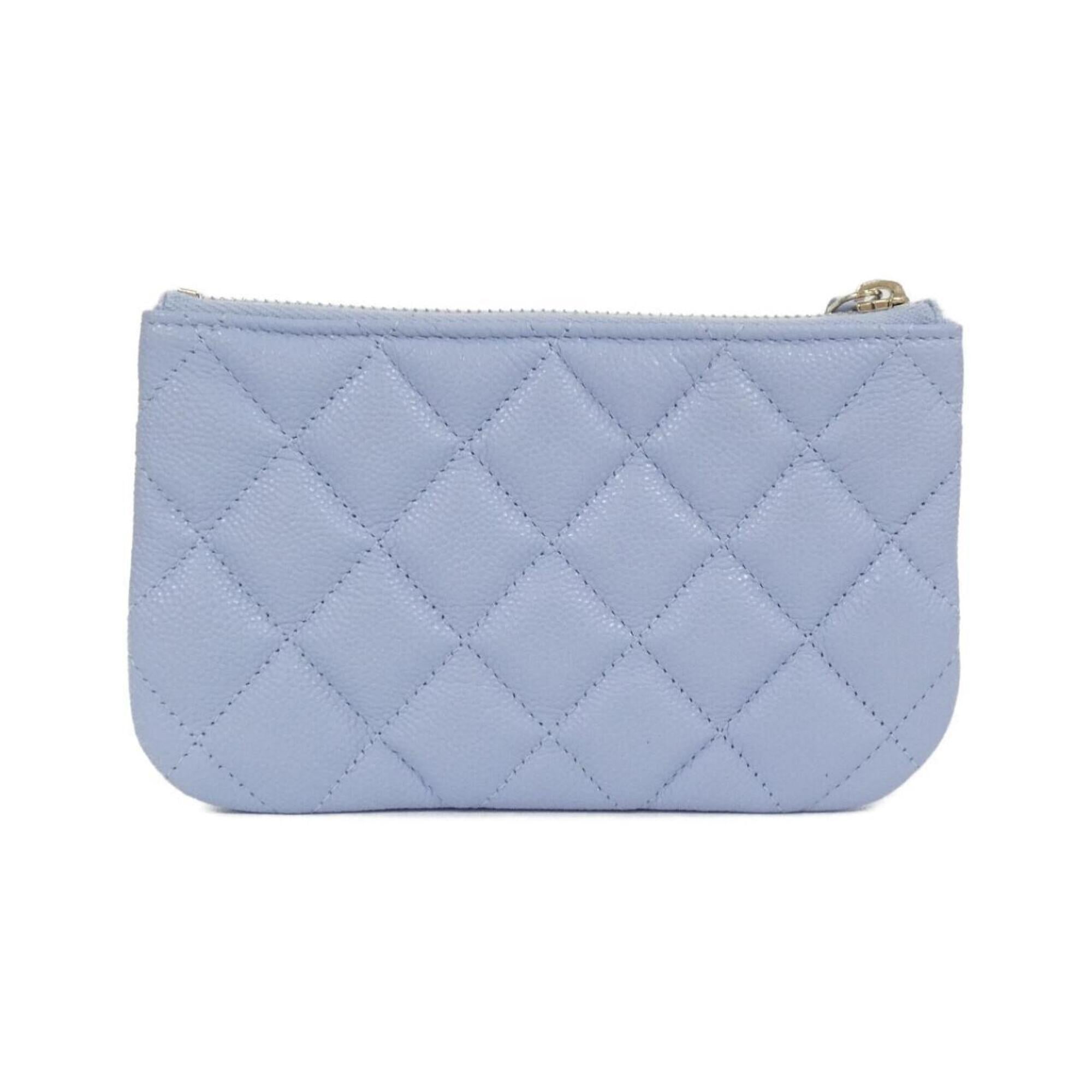 Chanel Light Blue Grained Calfskin Pouch (Pre-Owned)