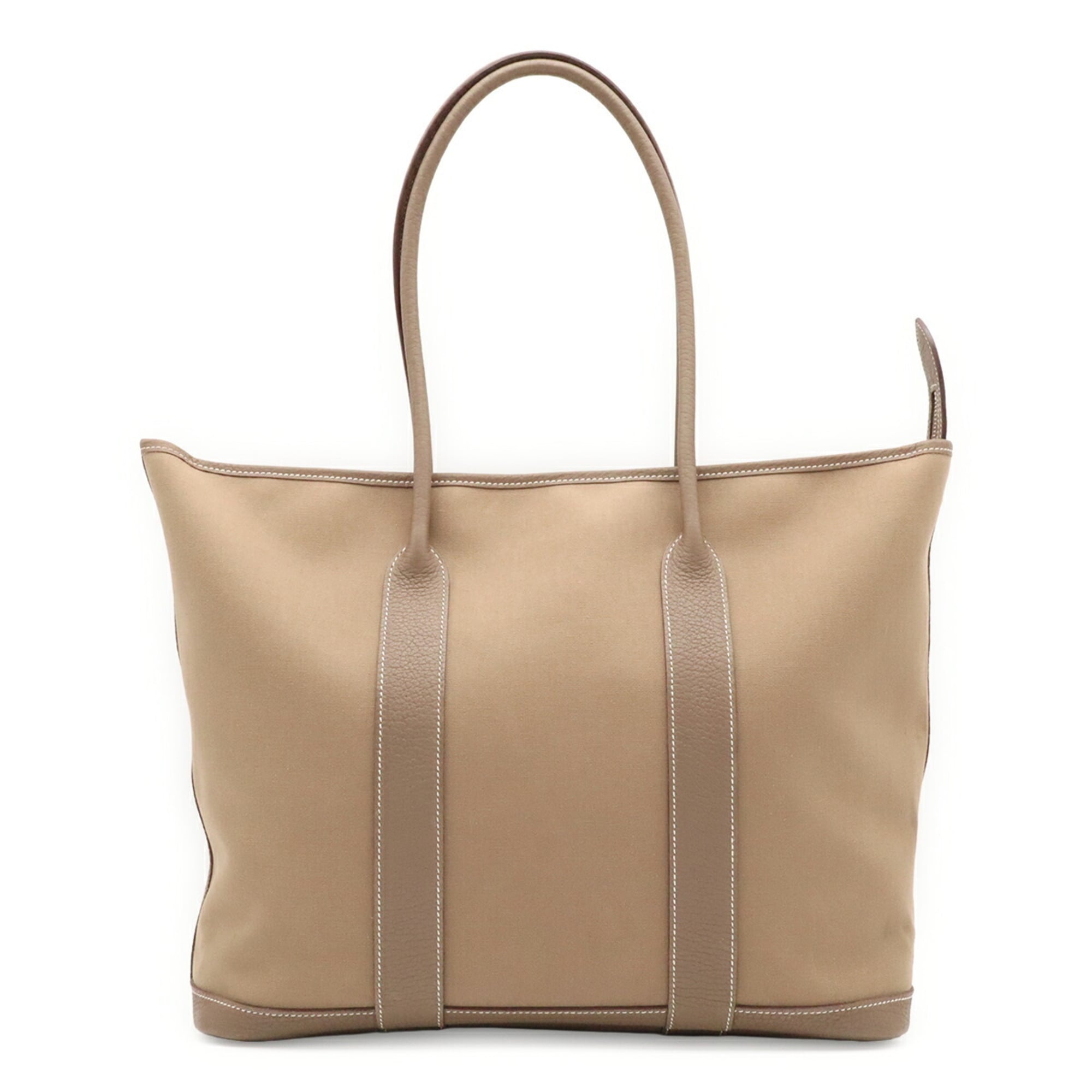 Hermes Etoupe Gray Toile Officier Leather Shoulder Bag Tote Bag (Pre-Owned)
