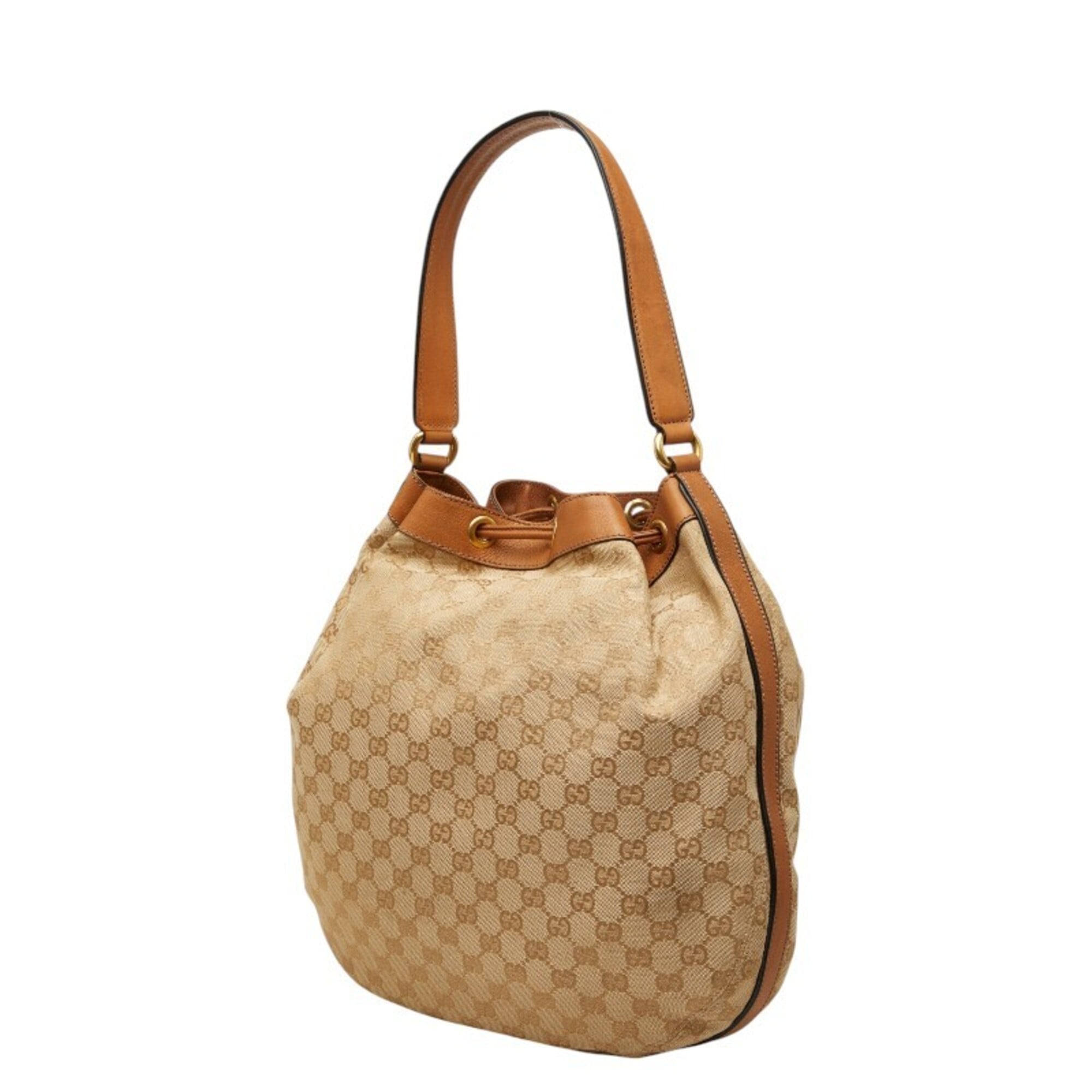 Gucci Gg Canvas Beige Multi-Color Gg Canvas Leather Shoulder Bag (Pre-Owned)