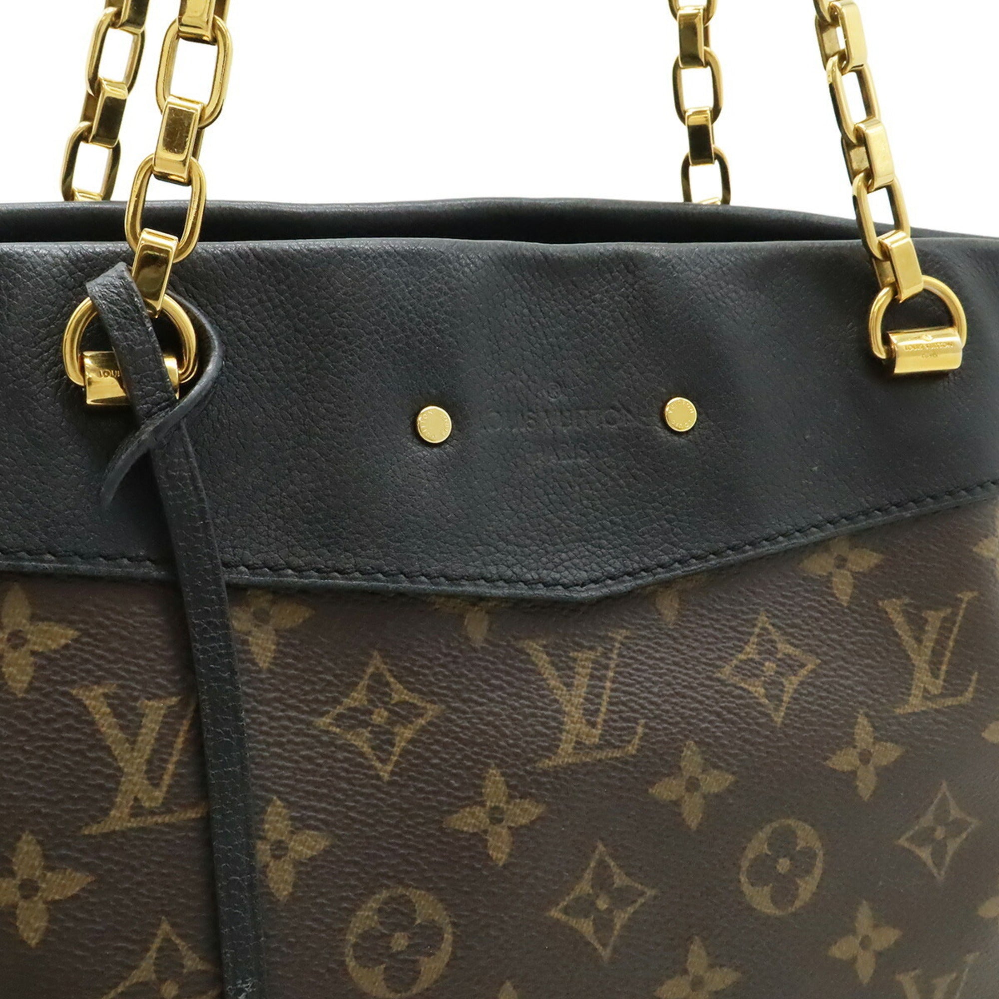 Louis Vuitton Monogram Black Noir Monogram Leather Tote Bag (Pre-Owned)
