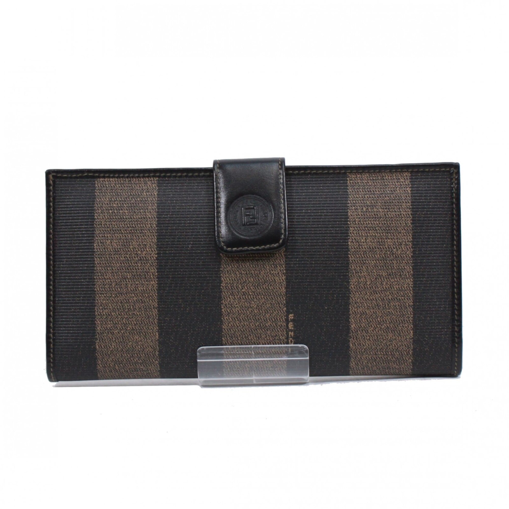 Fendi Black Khaki Pvc Leather Long Wallet (Bi-Fold) (Pre-Owned)