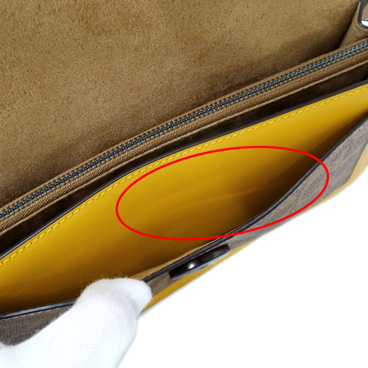 Coach Brown Yellow Leather Handbag Shoulder Bag (Pre-Owned)
