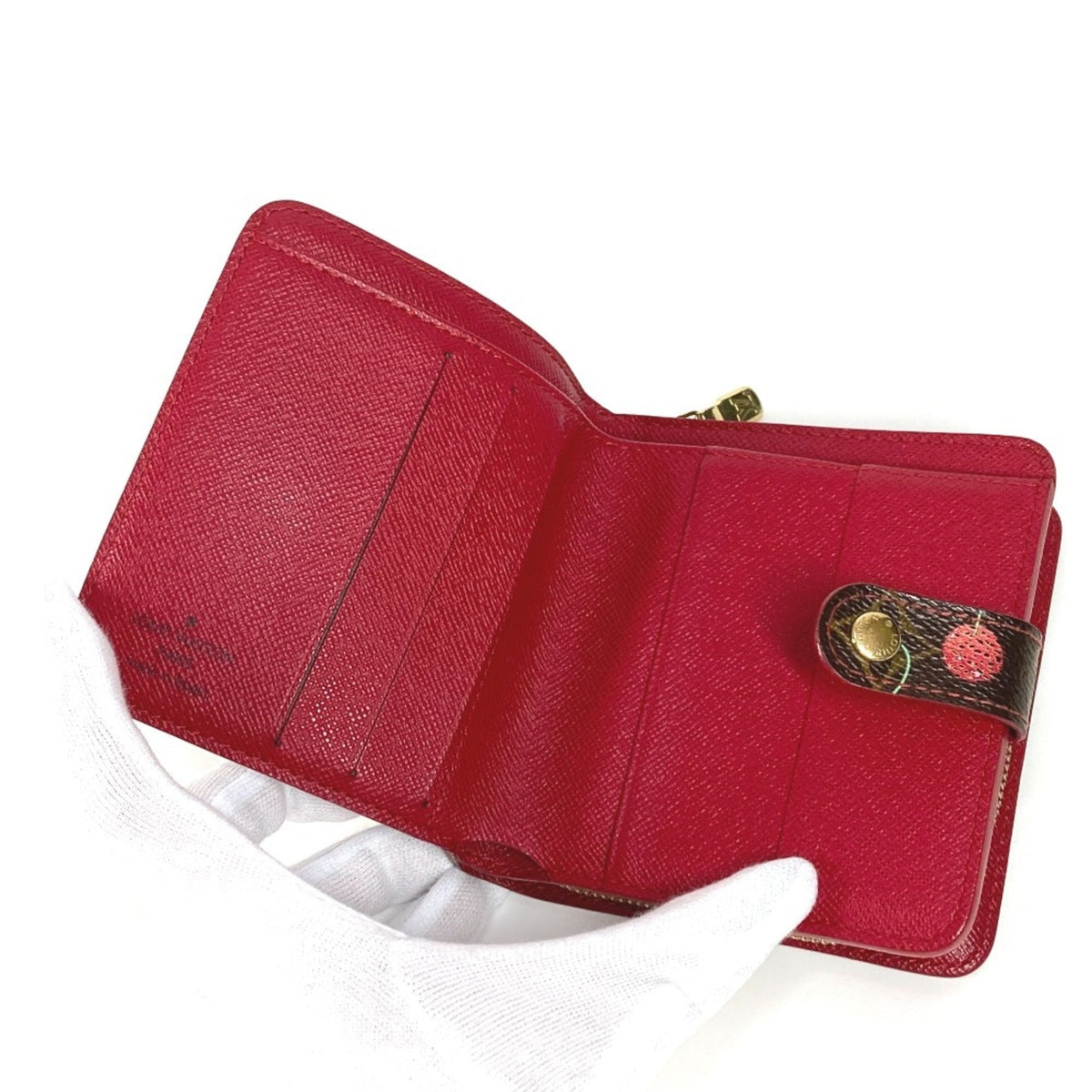 Louis Vuitton Brown Red Color Monogram Canvas Wallet (Bi-Fold) (Pre-Owned)