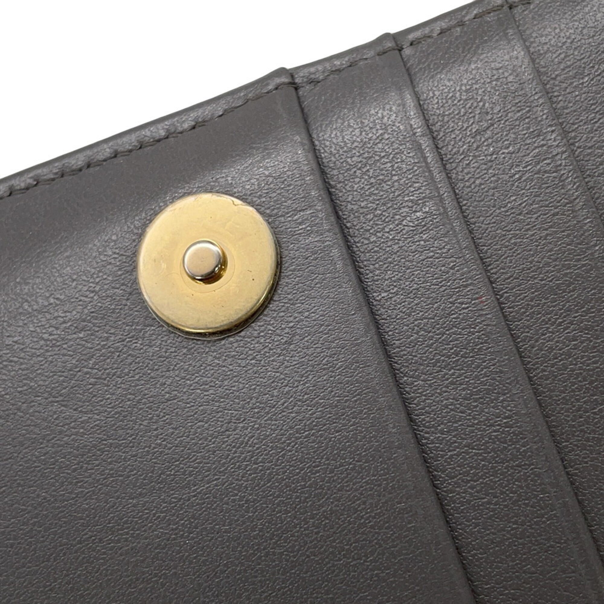 Chanel Gray Grained Calfskin Chain/Shoulder Wallet (Pre-Owned)