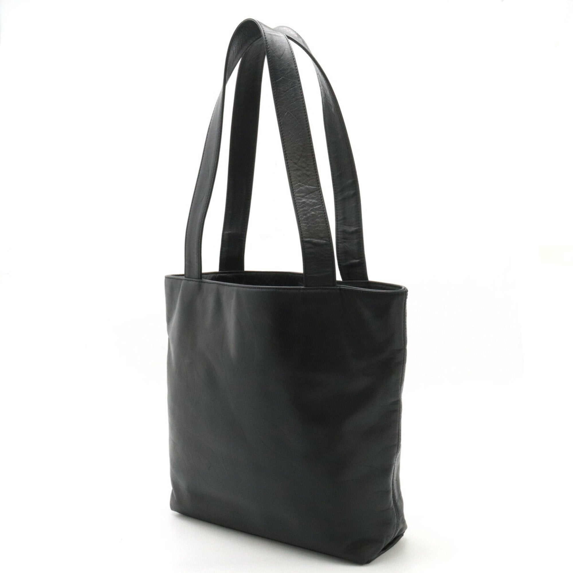 Chanel Black Leather Shoulder Bag Tote Bag (Pre-Owned)
