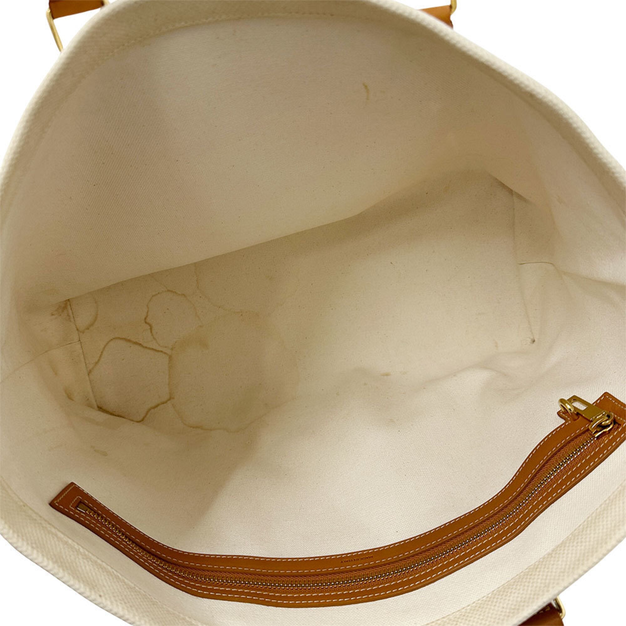Celine Brown White Canvas Handbag Tote Bag (Pre-Owned)