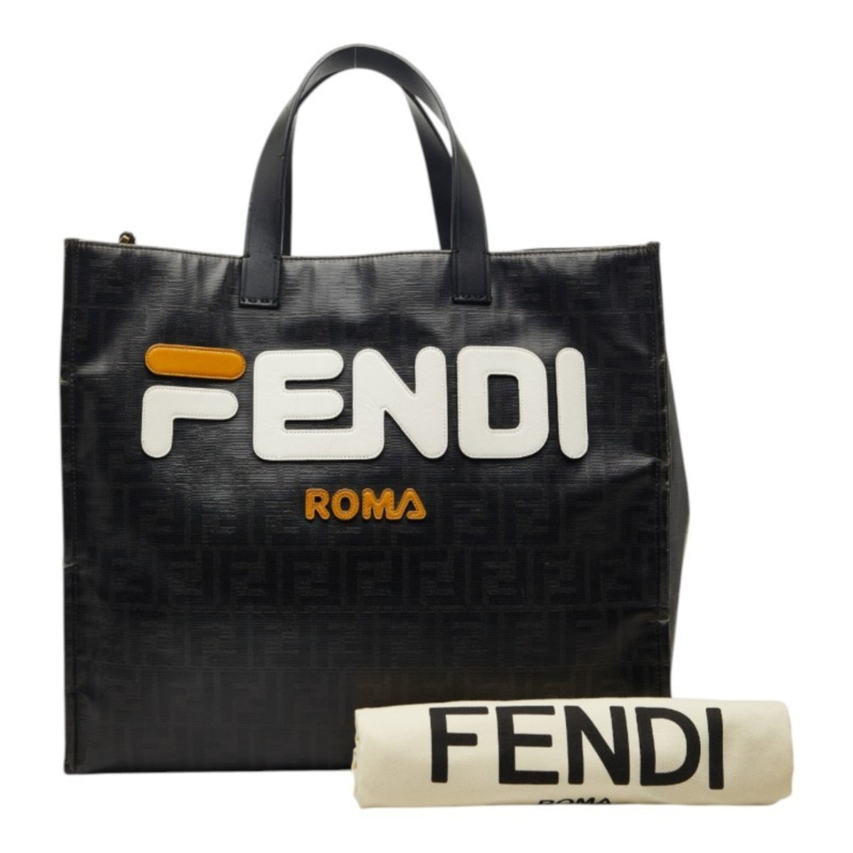Fendi Black Pvc Wool Leather Tote Bag (Pre-Owned)