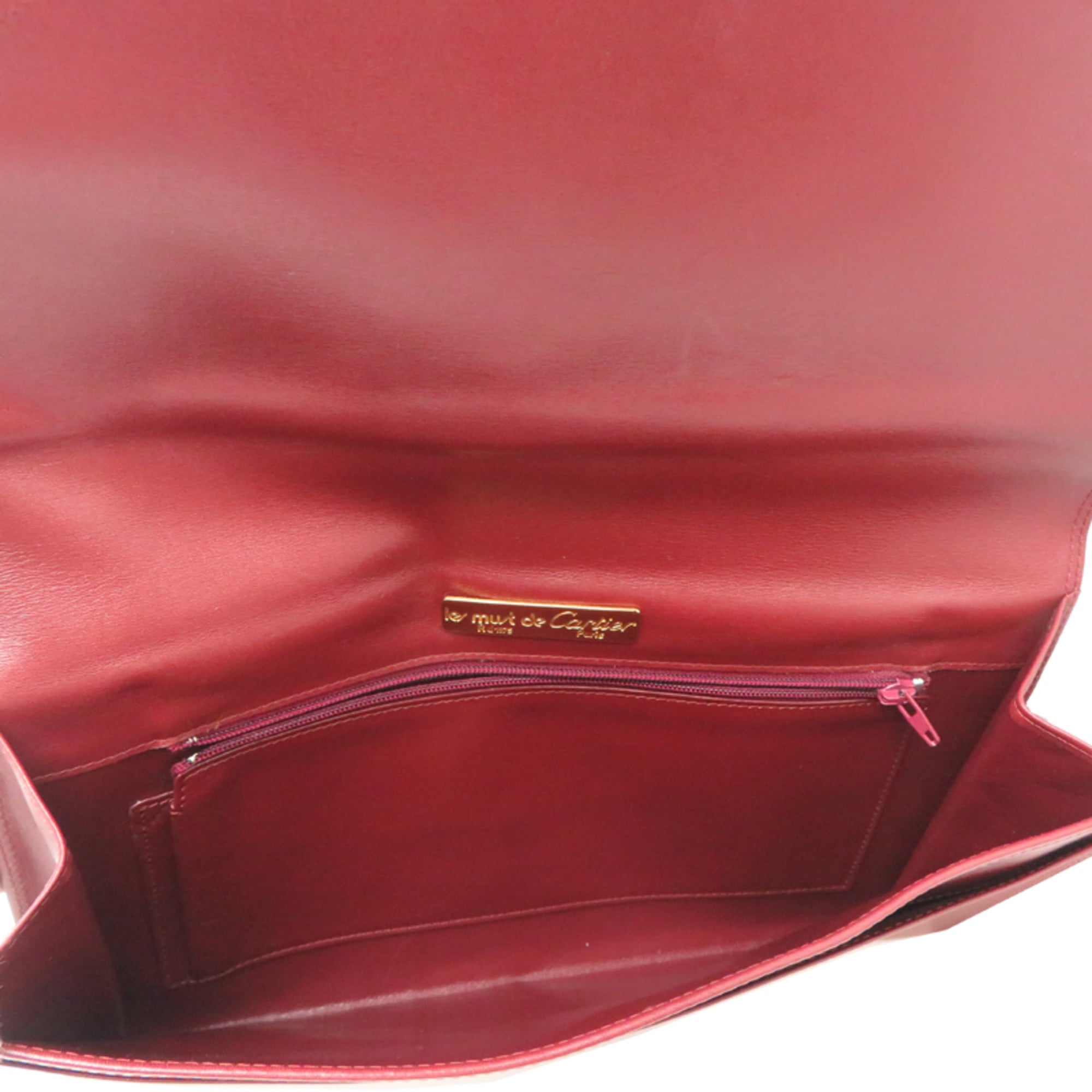 Cartier Bordeaux Red Color Leather Clutch Bag (Pre-Owned)
