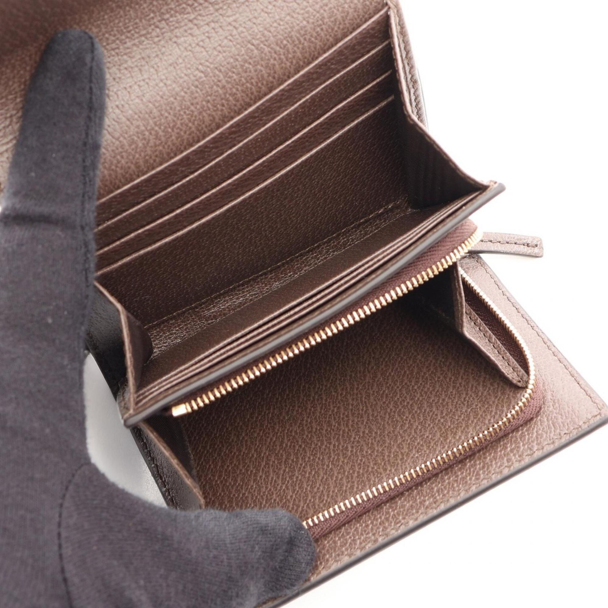 Gucci Beige Brown Green Leather Pvc Wallet (Bi-Fold) (Pre-Owned)