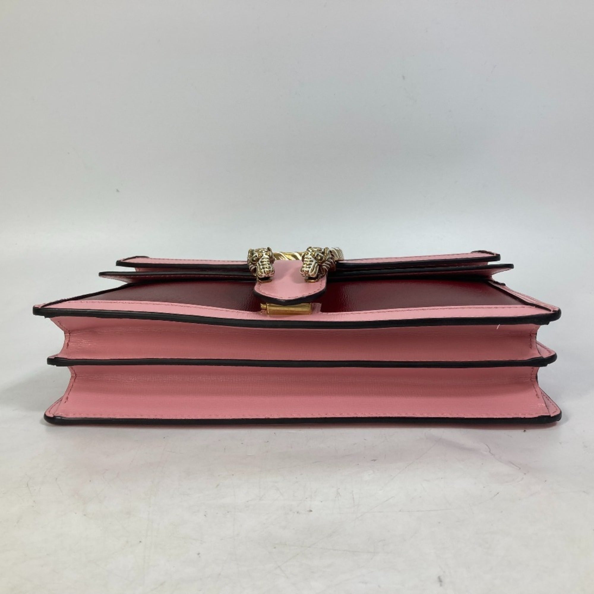 Gucci Pink Red Color Leather Shoulder Bag (Pre-Owned)