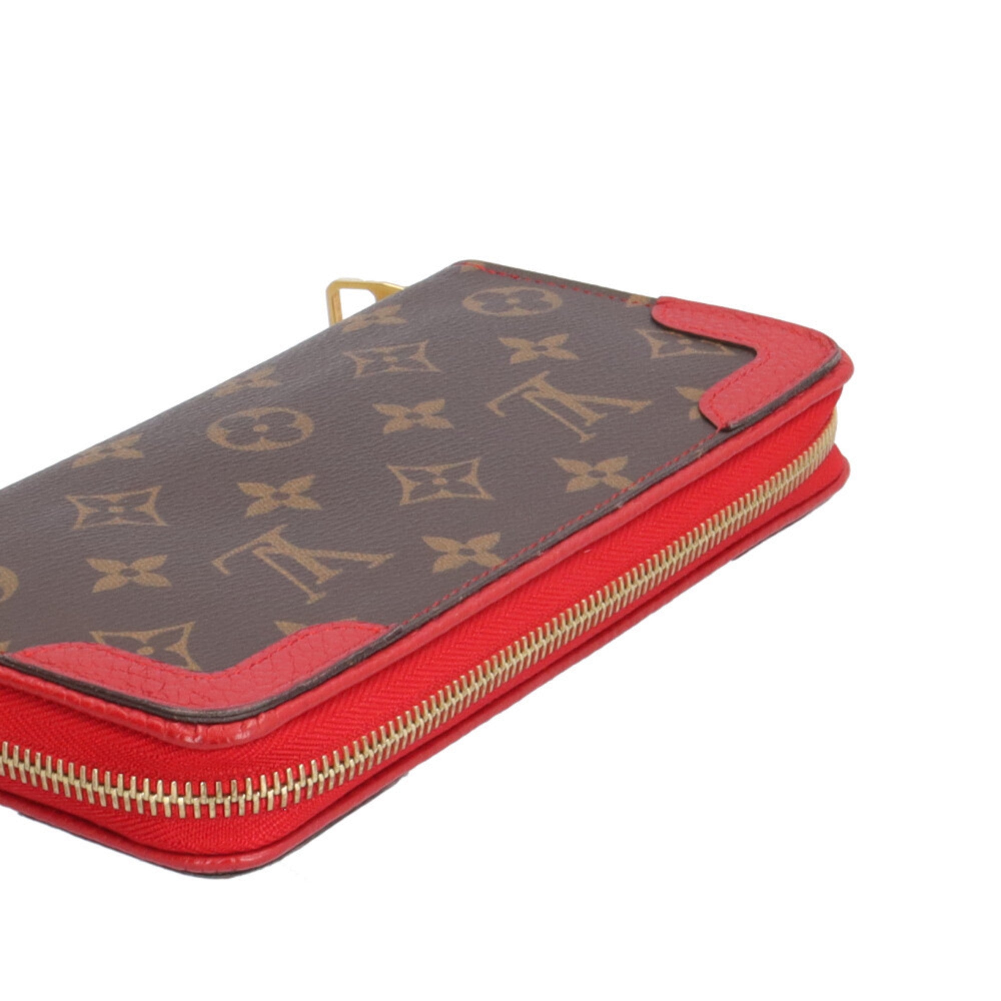 Louis Vuitton Brown Red Color Monogram Long Wallet (Bi-Fold) (Pre-Owned)