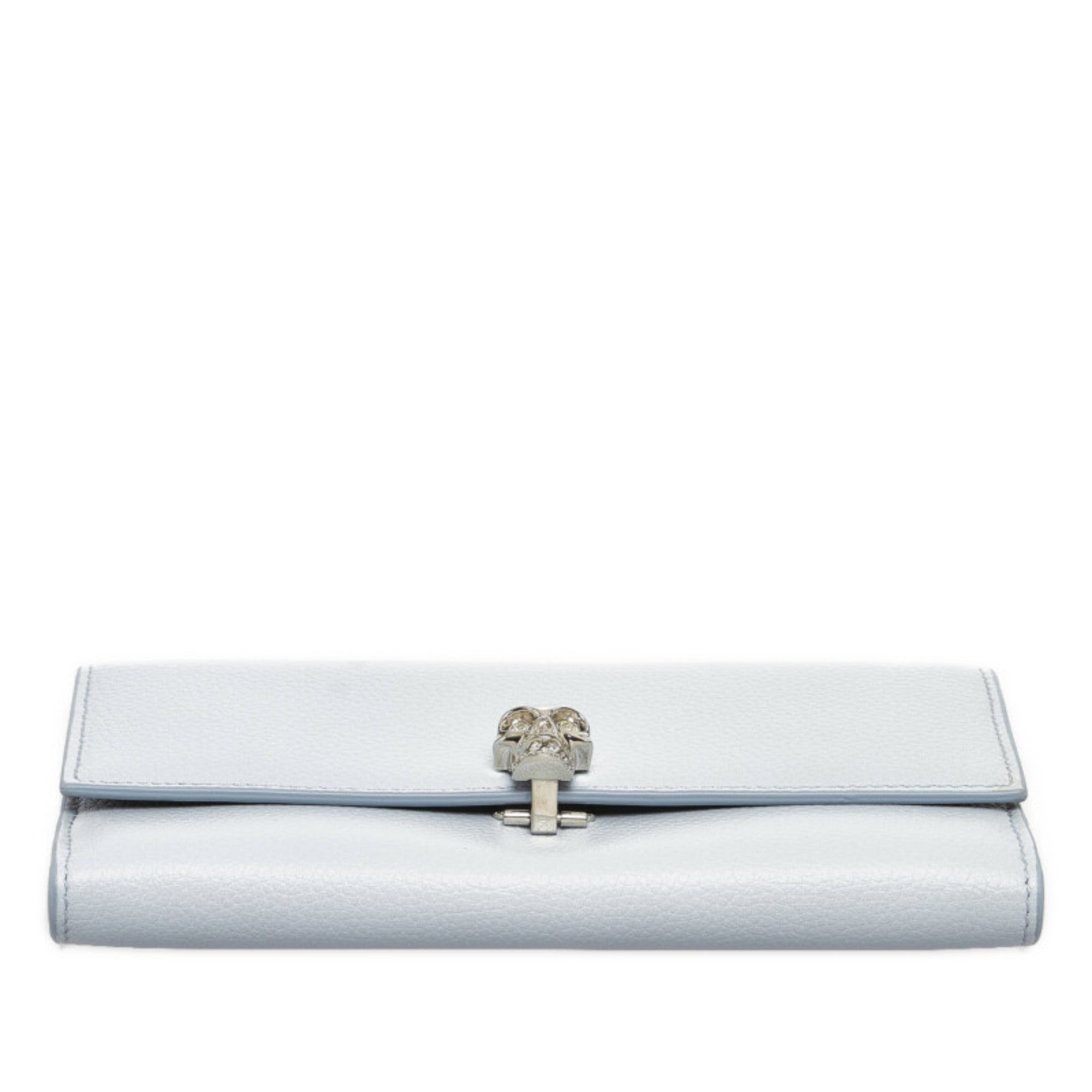 Alexander Mcqueen Light Blue Leather Long Wallet (Tri-Fold) (Pre-Owned)