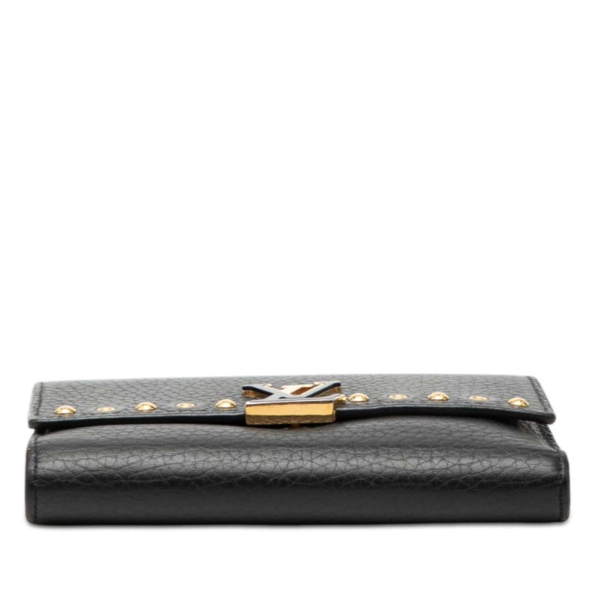 Louis Vuitton Black Leather Wallet (Tri-Fold) (Pre-Owned)
