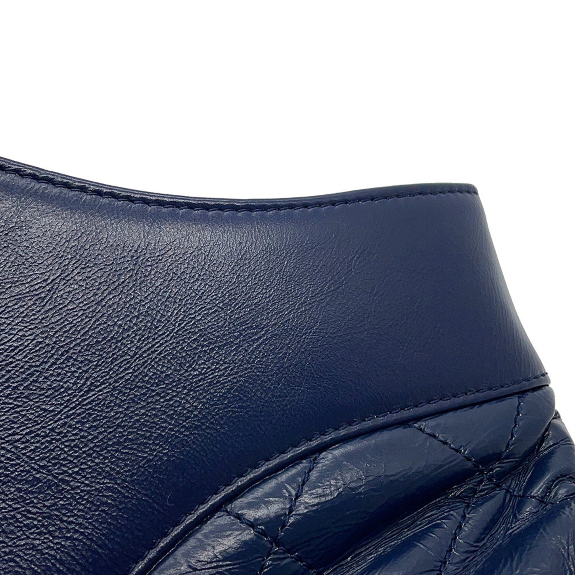Chanel Navy Leather Handbag Shoulder Bag (Pre-Owned)