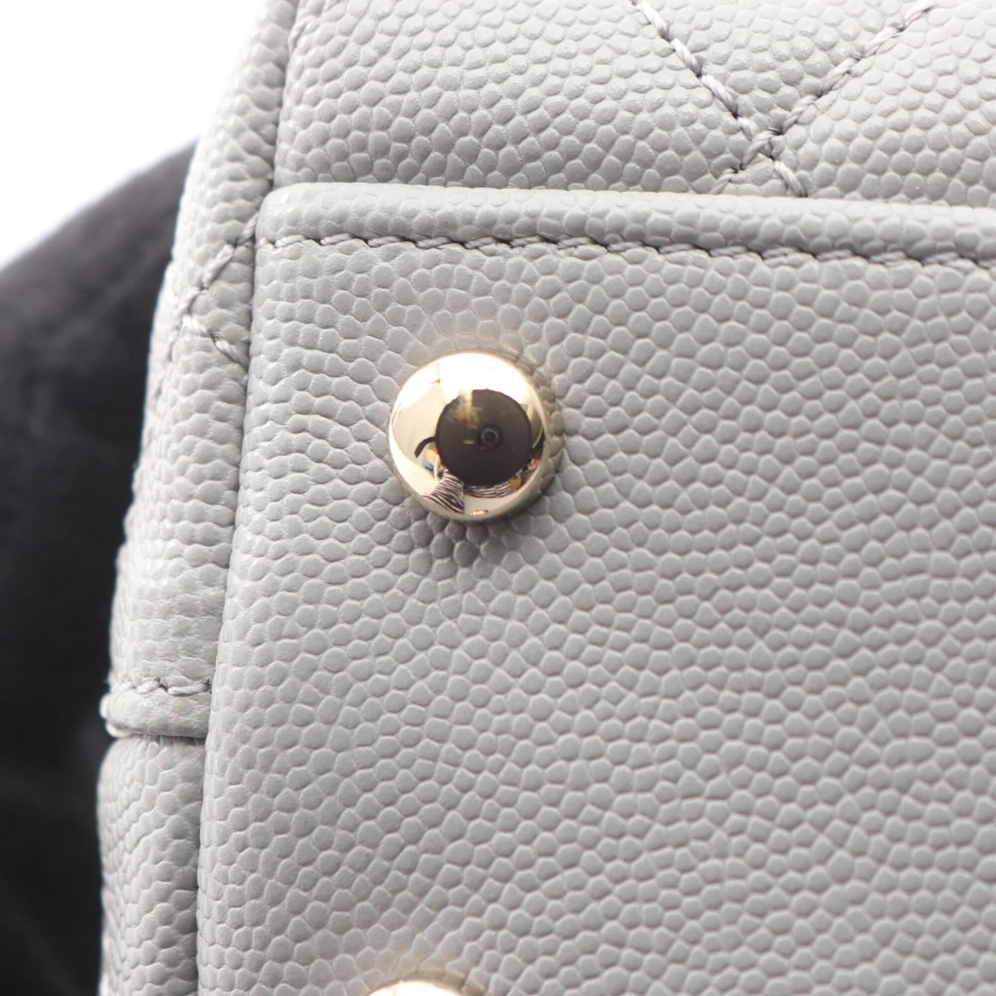Chanel Gray Grained Calfskin Handbag (Pre-Owned)