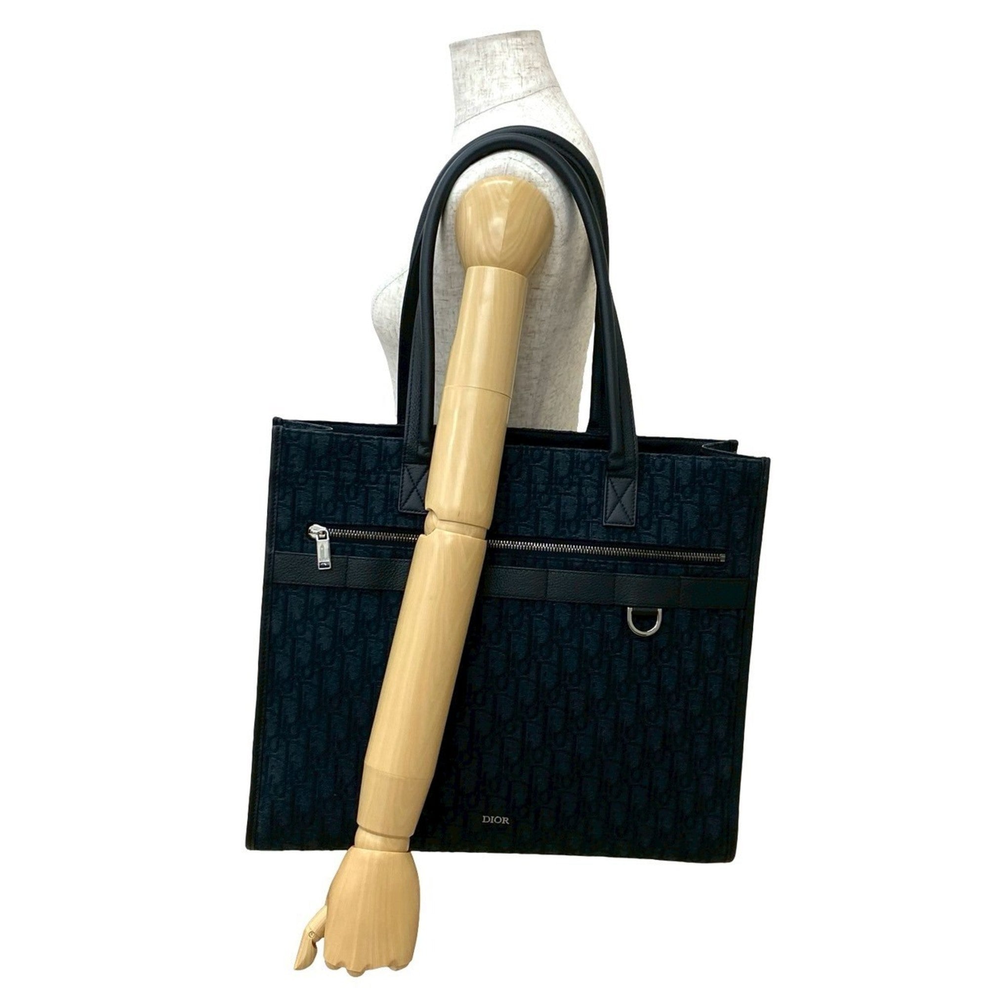 Christian Dior Black Canvas Leather Tote Bag (Pre-Owned)