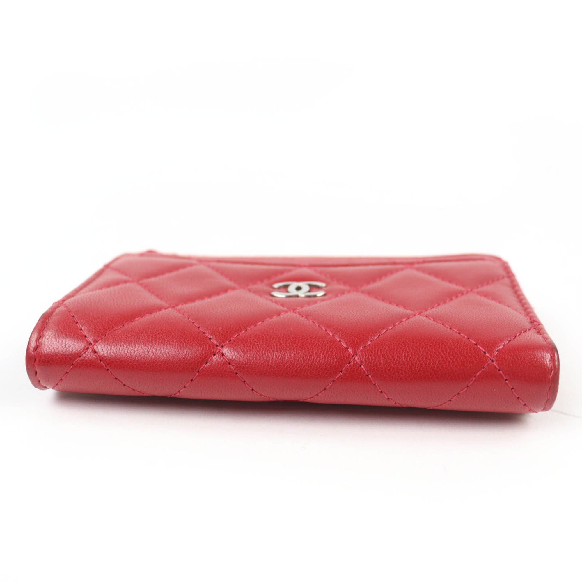 Chanel Matelasse Red Color Leather Coin Purse/Coin Case (Pre-Owned)