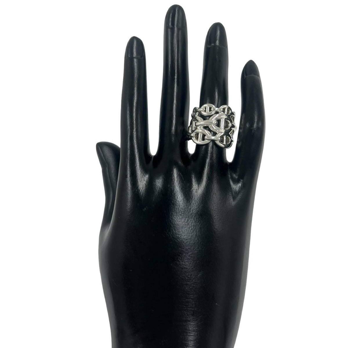 Hermes Silver Silver 925 Band Ring (Pre-Owned)