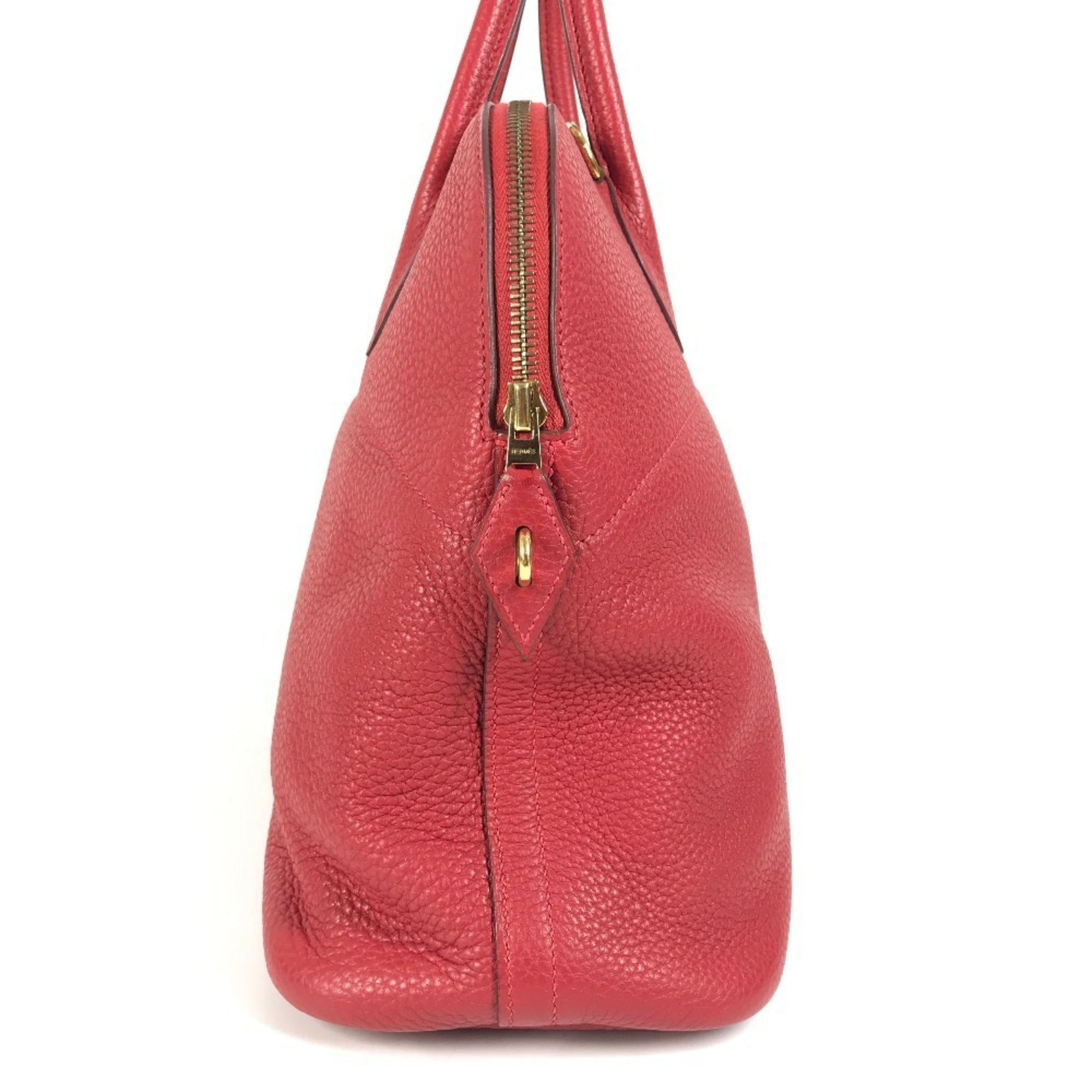 Hermes Red Color Taurillon Clemence Leather Handbag Tote Bag (Pre-Owned)