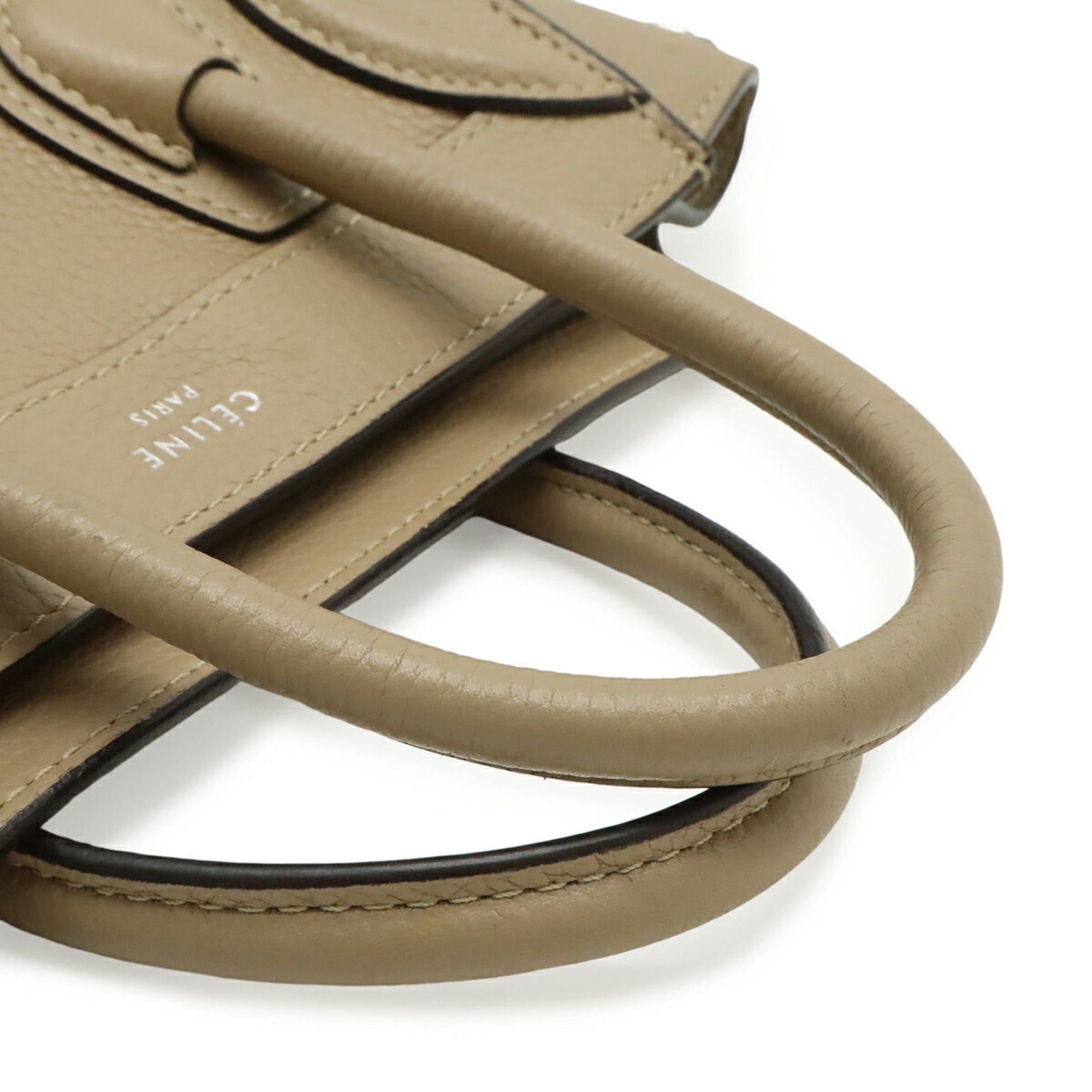 Celine Beige Leather Handbag Shoulder Bag (Pre-Owned)