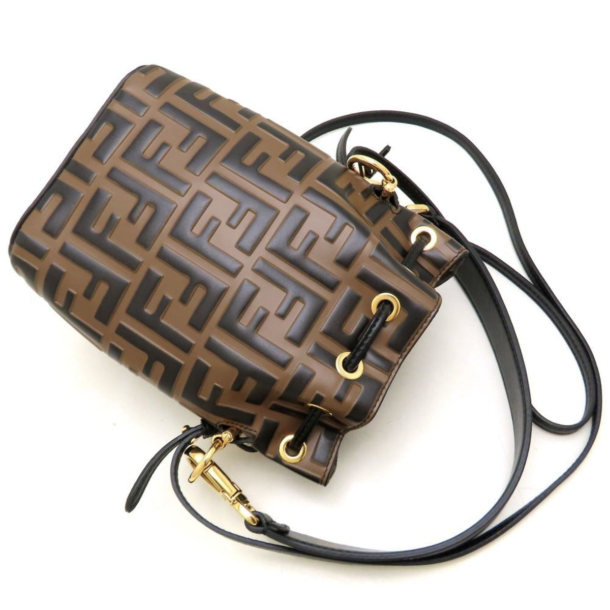 Fendi Black Brown Leather Shoulder Bag (Pre-Owned)