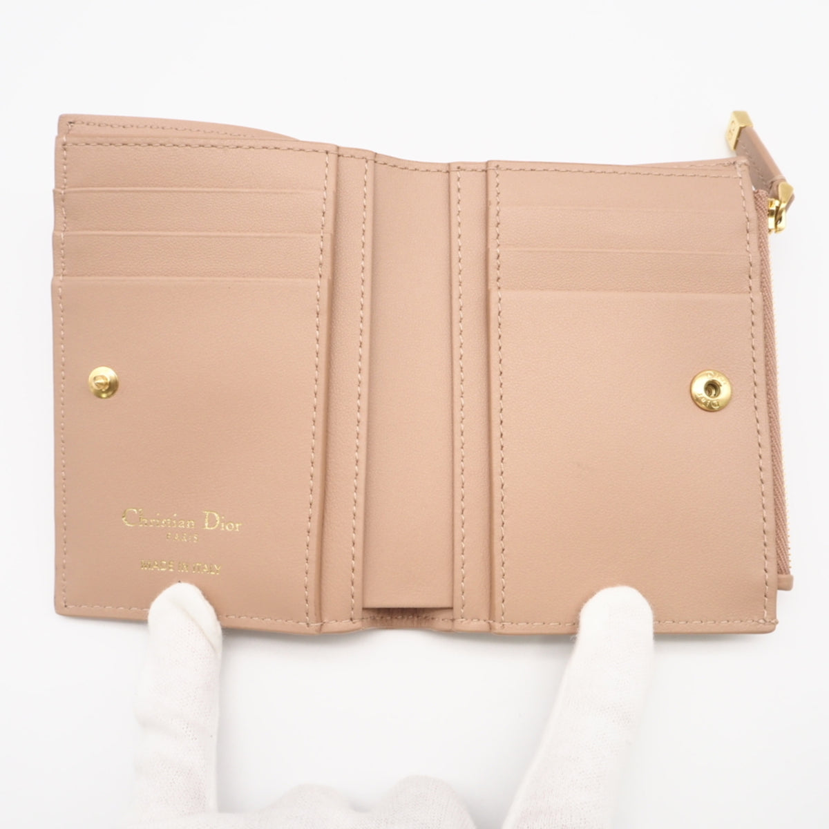 Christian Dior Pink Beige Leather Wallet (Bi-Fold) (Pre-Owned)