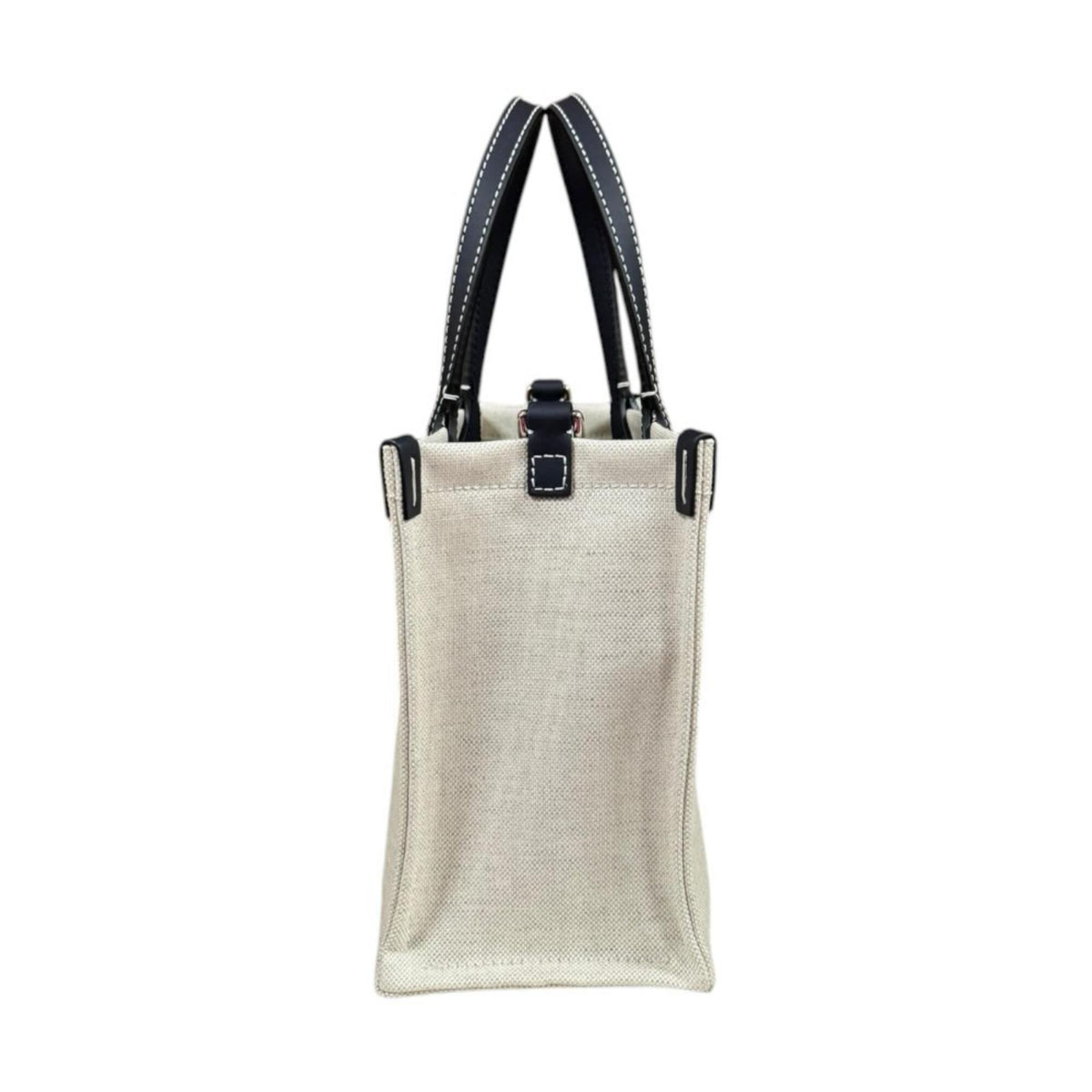Gucci Beige Navy Canvas Leather Handbag Shoulder Bag (Pre-Owned)