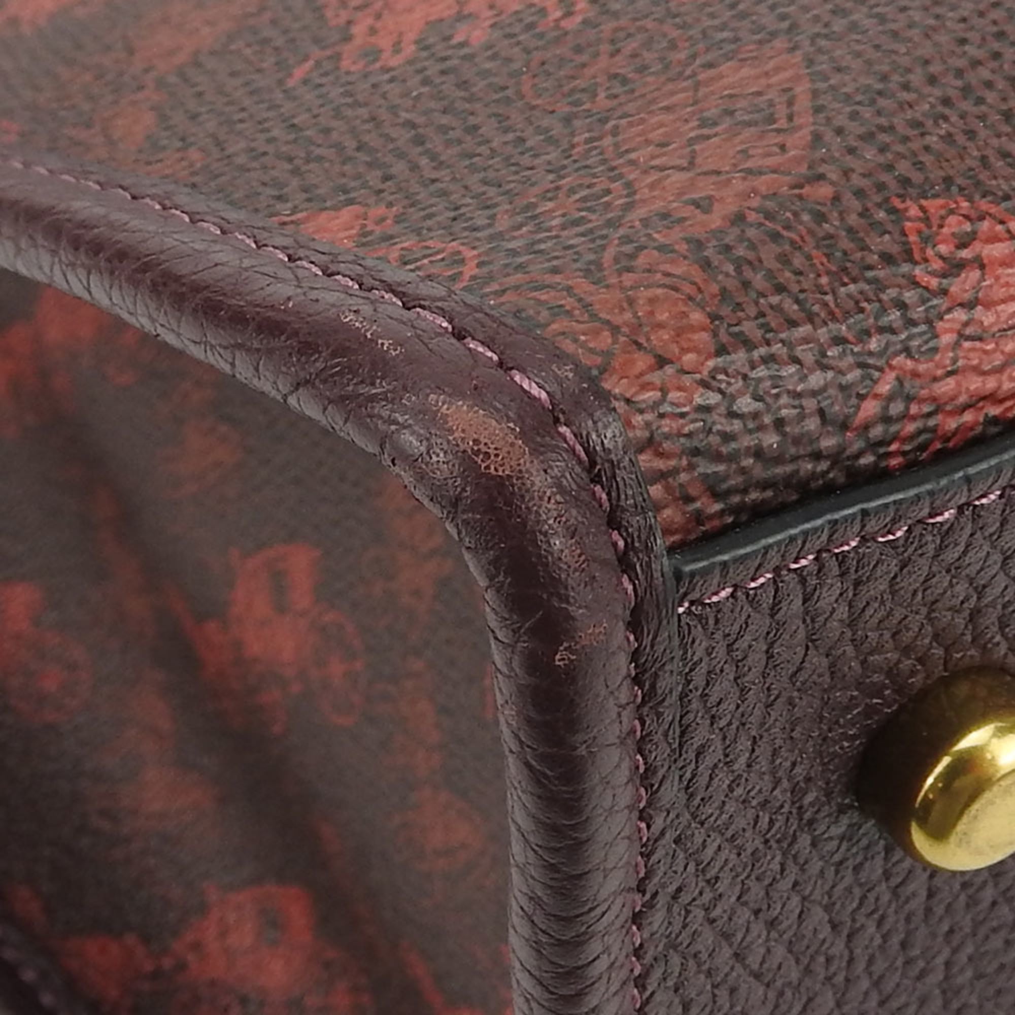 Coach Bordeaux Brown Red Color Coated Canvas Leather Canvas Tote Bag (Pre-Owned)