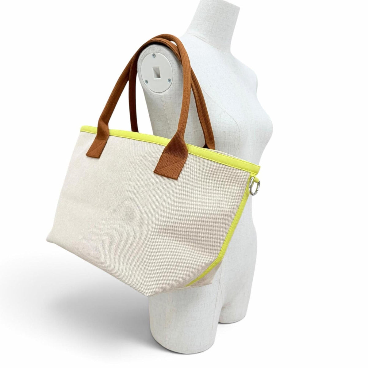 Hermes Natural Canvas Leather Handbag Tote Bag (Pre-Owned)