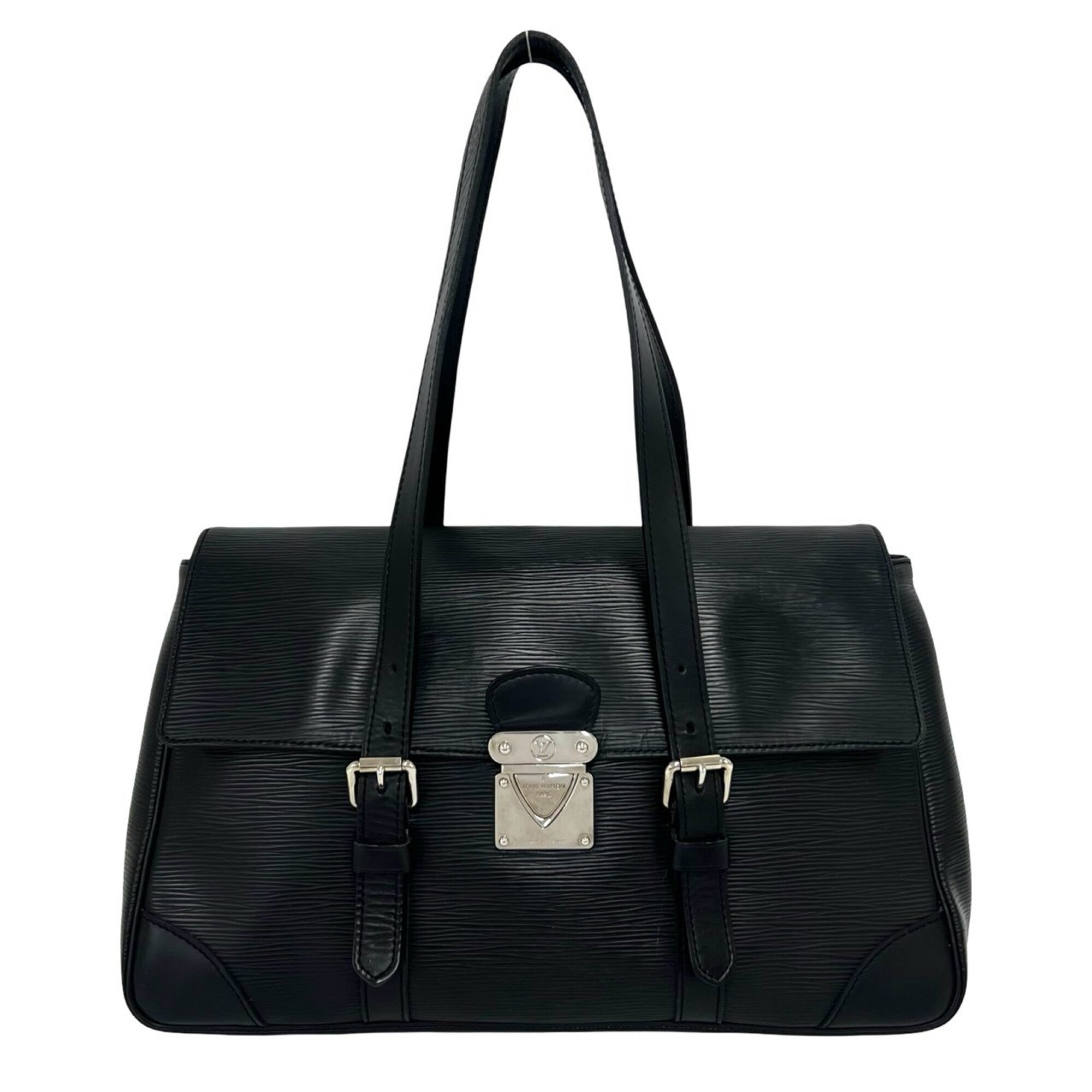 Louis Vuitton Black Leather Handbag Shoulder Bag Tote Bag (Pre-Owned)