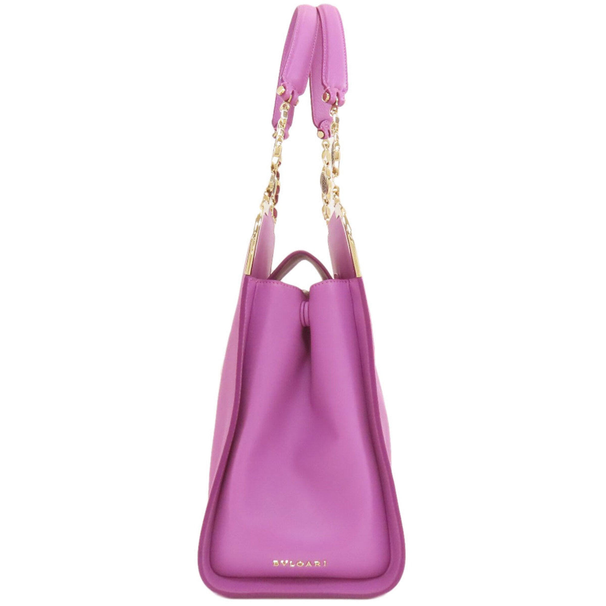 Bvlgari Pink Purple Leather Tote Bag (Pre-Owned)