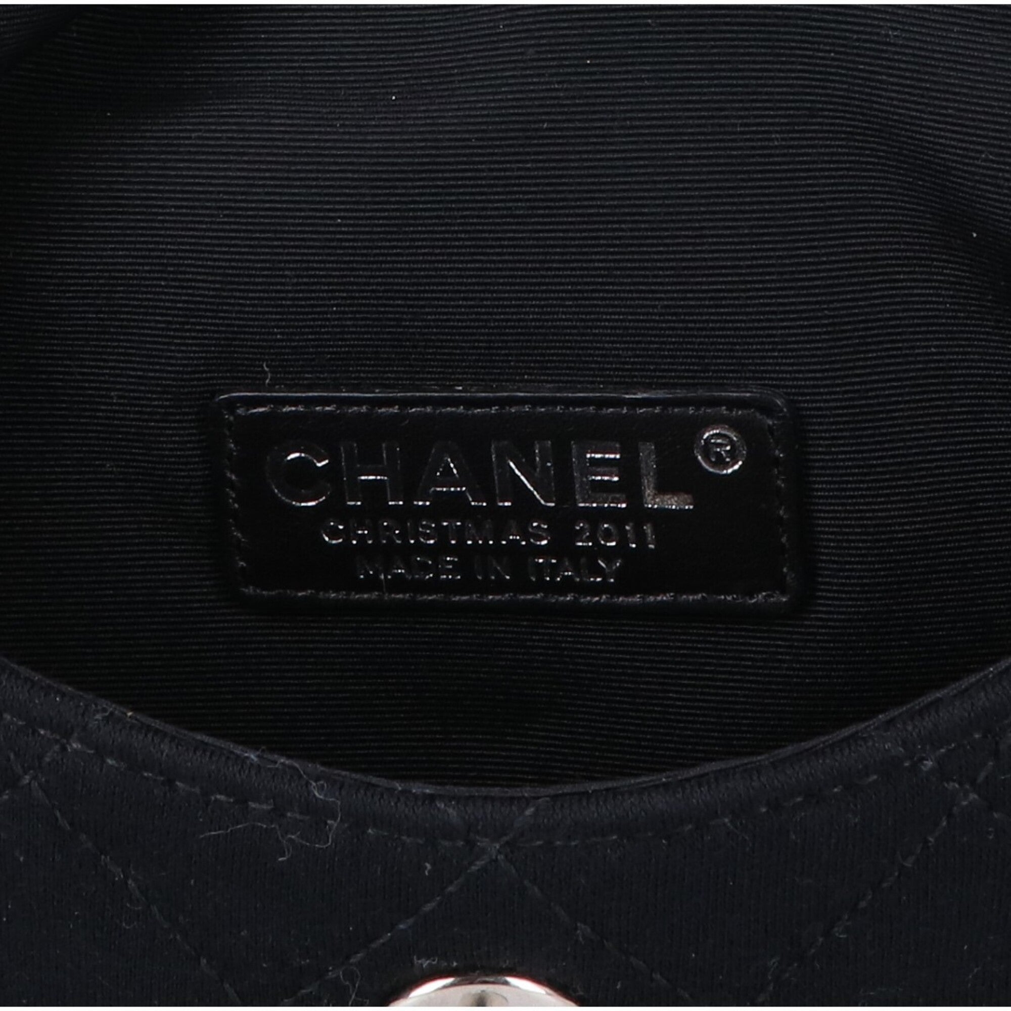 Chanel Black Cotton Chain/Shoulder Wallet (Pre-Owned)
