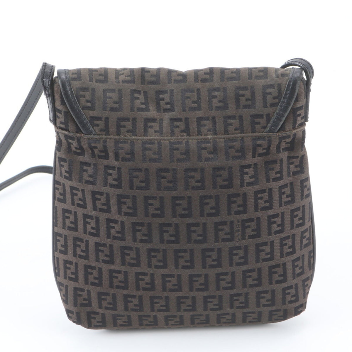 Fendi Black Brown Leather Canvas Crossbody Bag Shoulder Bag (Pre-Owned)