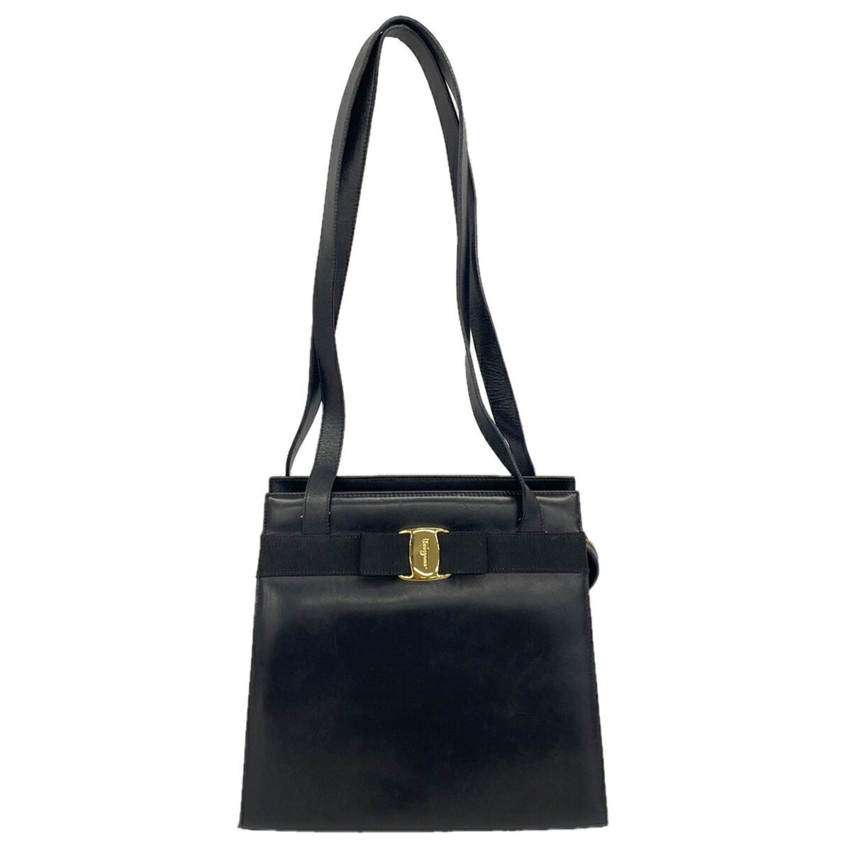 Salvatore Ferragamo Black Leather Shoulder Bag (Pre-Owned)