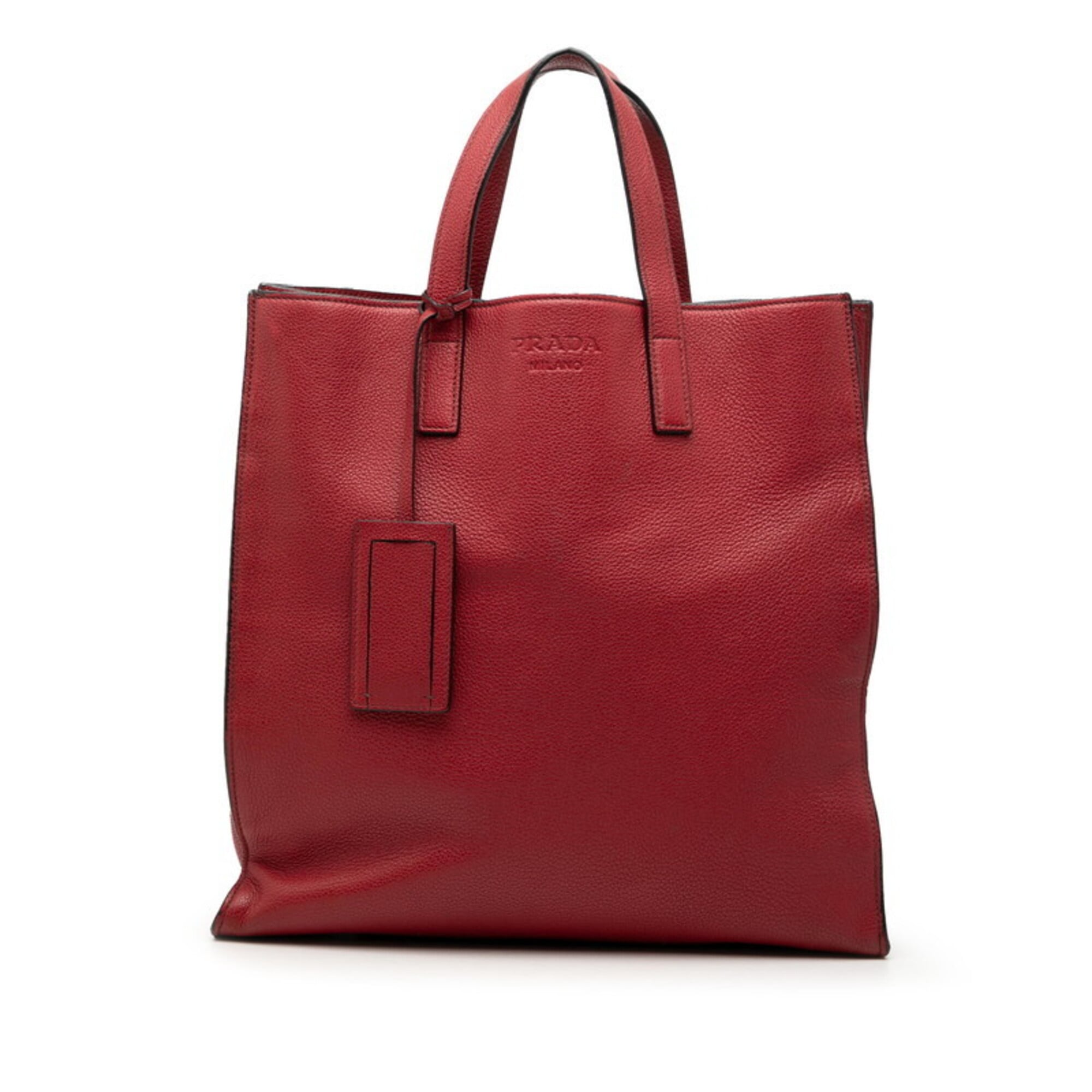Prada Red Color Leather Tote Bag (Pre-Owned)