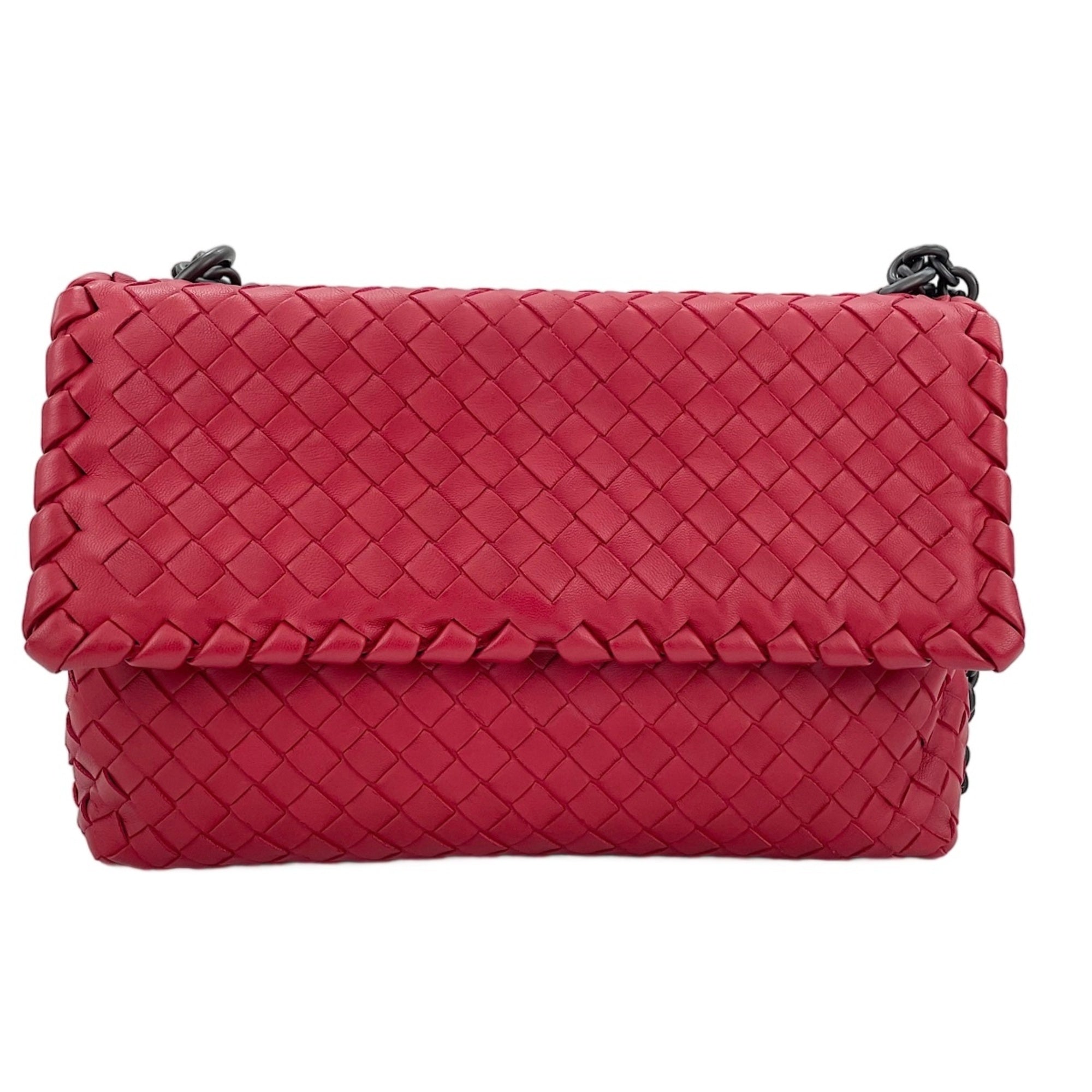 Bottega Veneta Red Color Intrecciato Shoulder Bag (Pre-Owned)