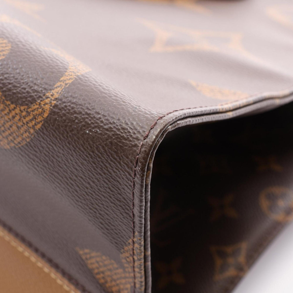 Louis Vuitton Beige Brown Coated Canvas Handbag Tote Bag (Pre-Owned)