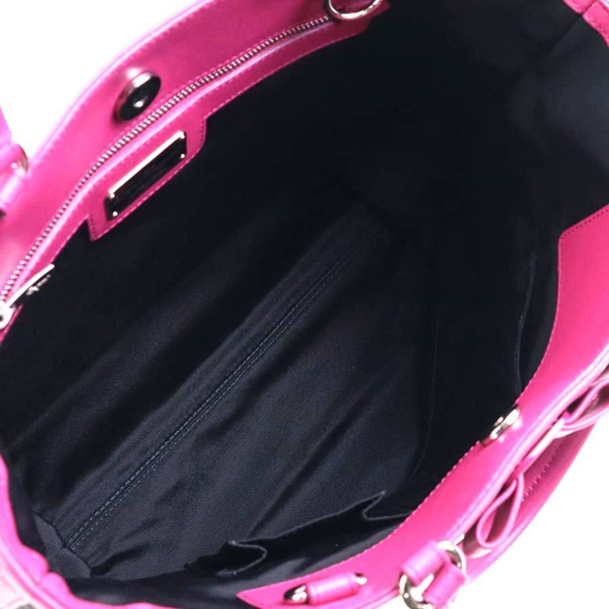Salvatore Ferragamo Black Pink Nylon Leather Handbag Shoulder Bag (Pre-Owned)