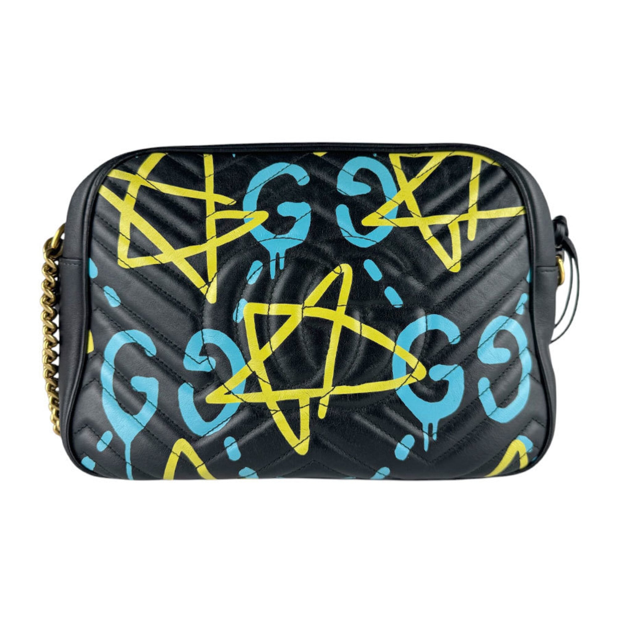 Gucci Black Blue Yellow Leather Shoulder Bag (Pre-Owned)