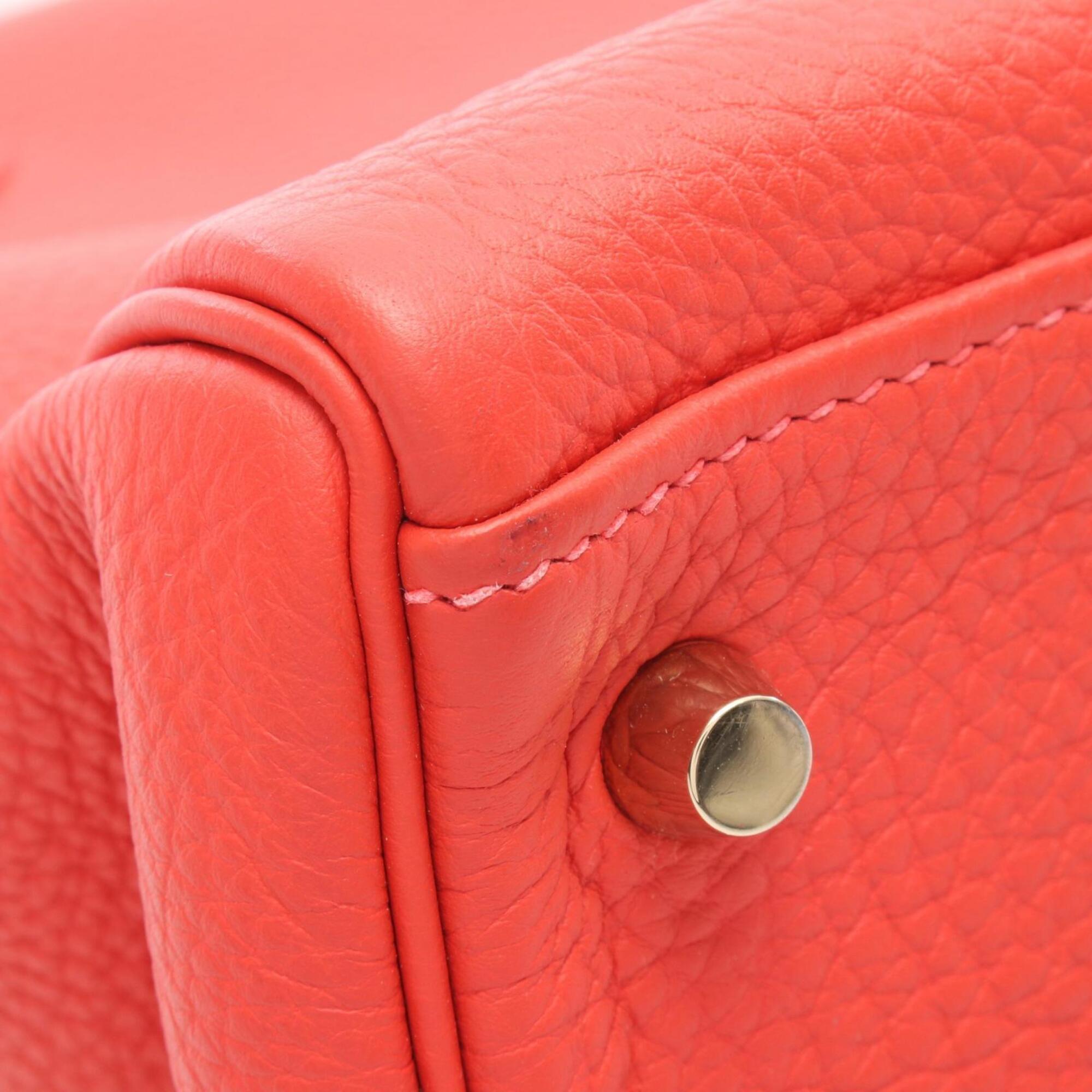 Hermes Red Color Togo Leather Leather Handbag (Pre-Owned)
