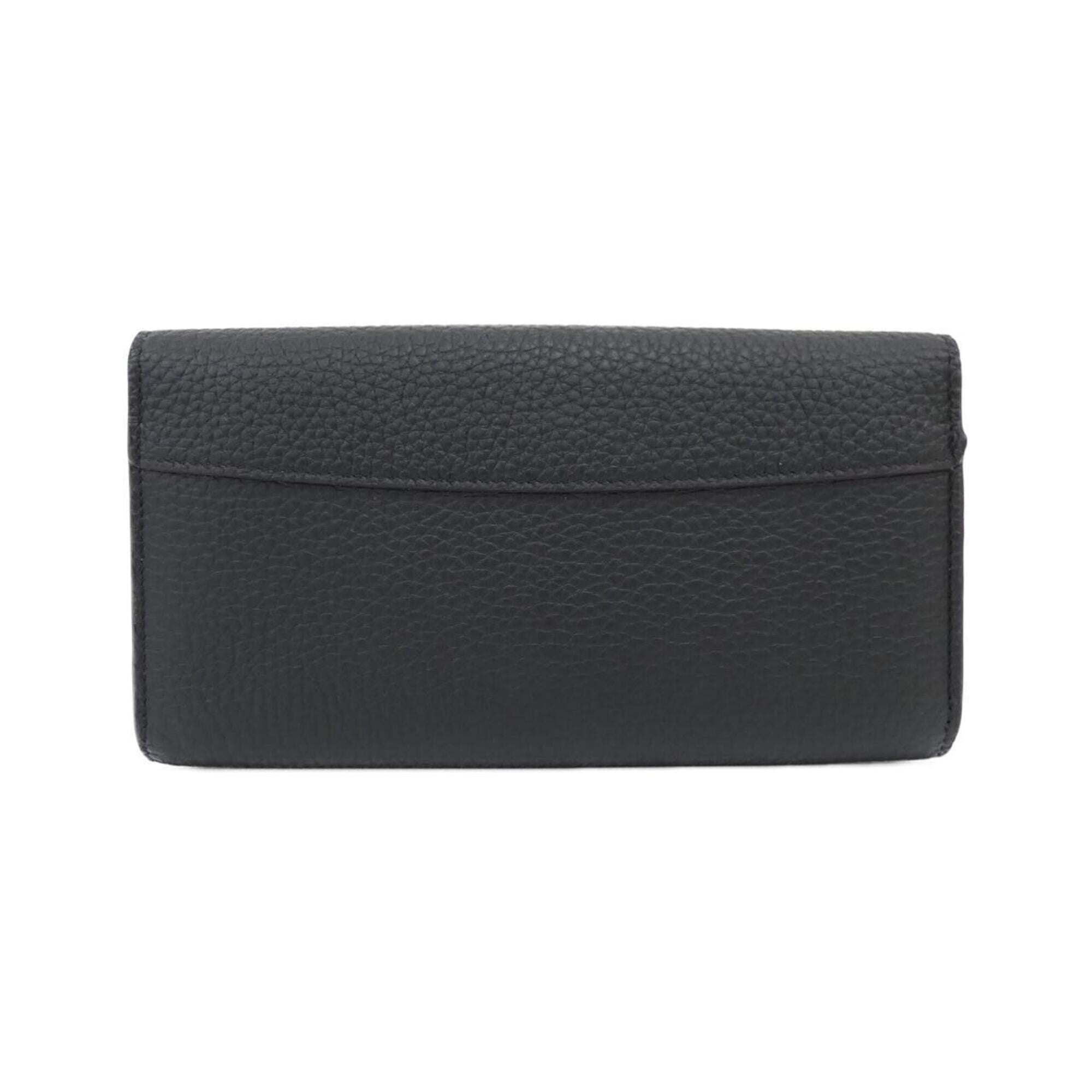 Louis Vuitton Black Leather Long Wallet (Bi-Fold) (Pre-Owned)